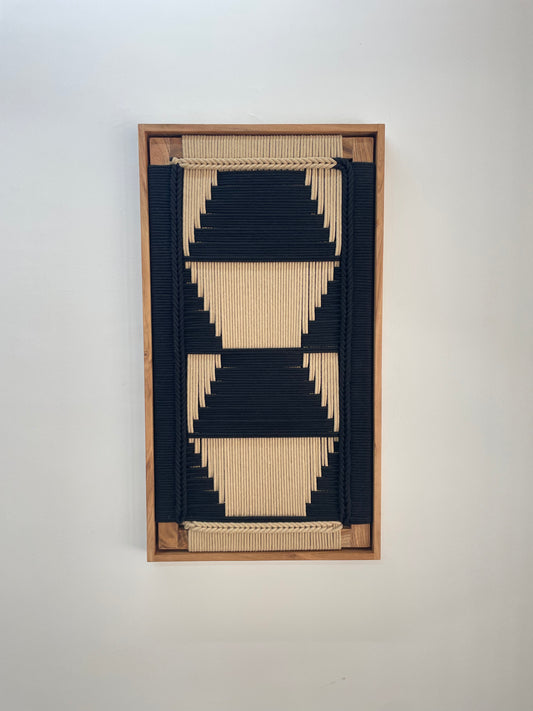 Framed Wall Hanging - Woven Wall Decoration - Natural Cotton Rope Art