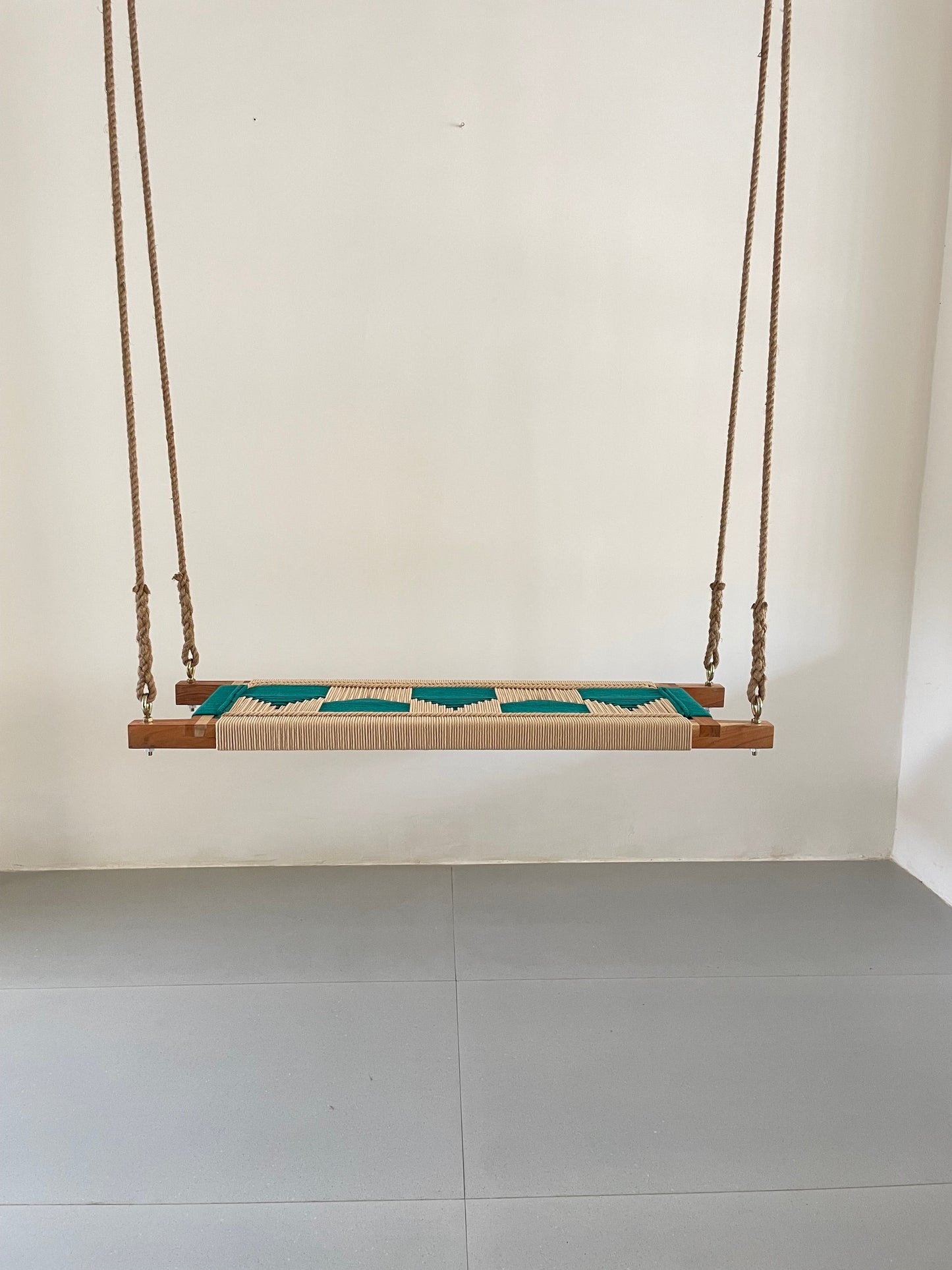Hand Woven Adults and Kids Swing - Beige Green