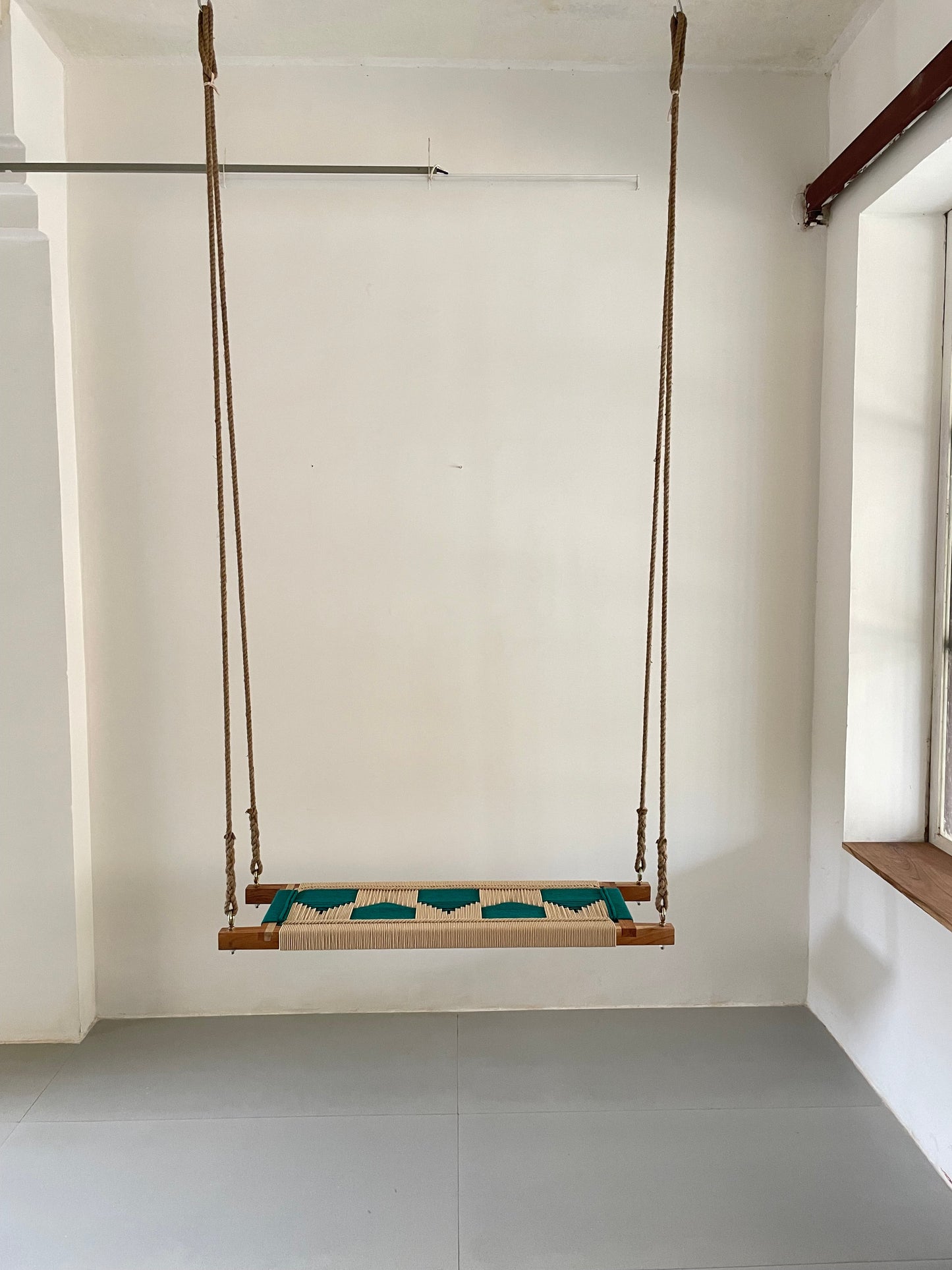 Hand Woven Adults and Kids Swing - Beige Green