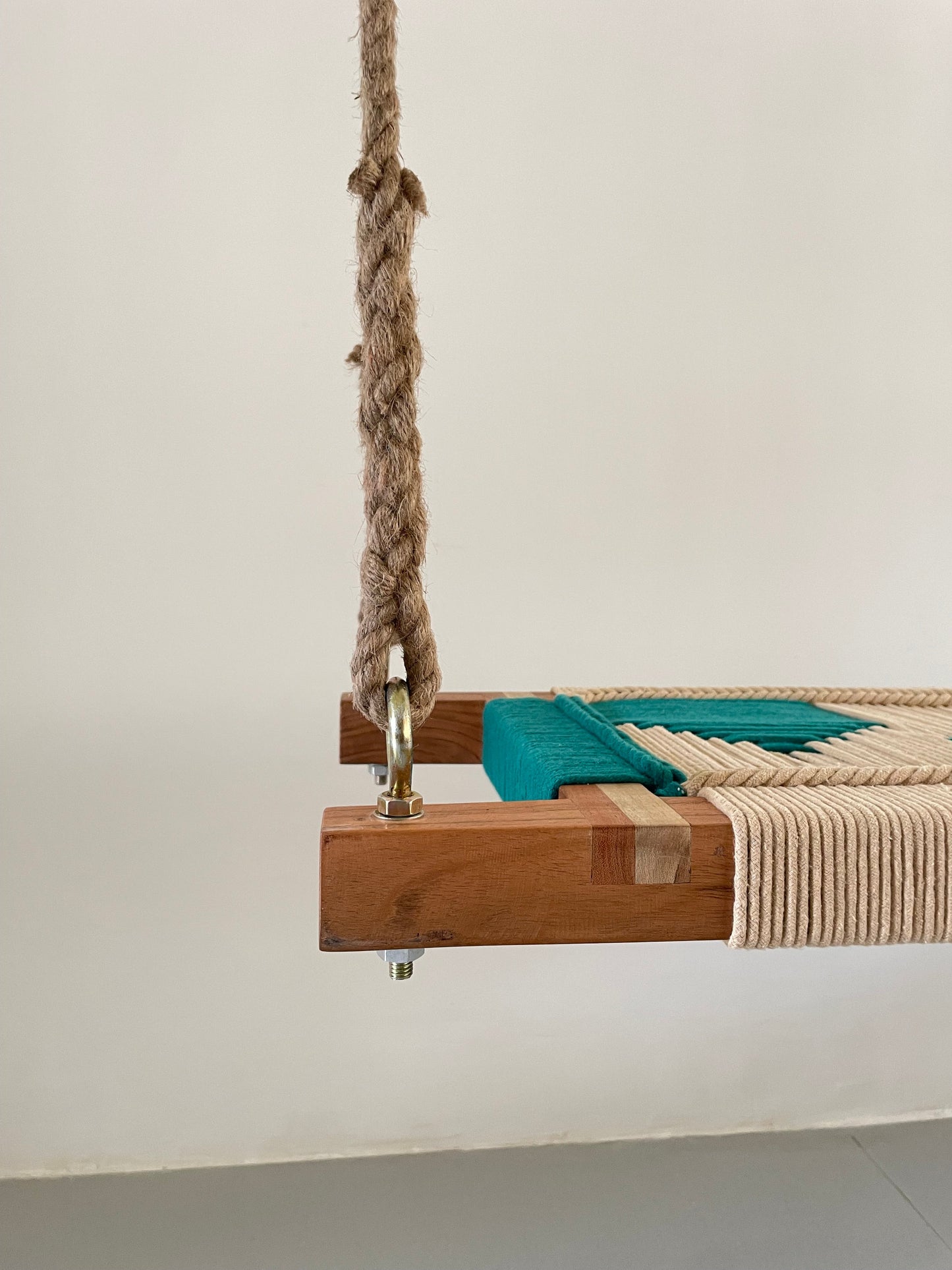 Hand Woven Adults and Kids Swing - Beige Green