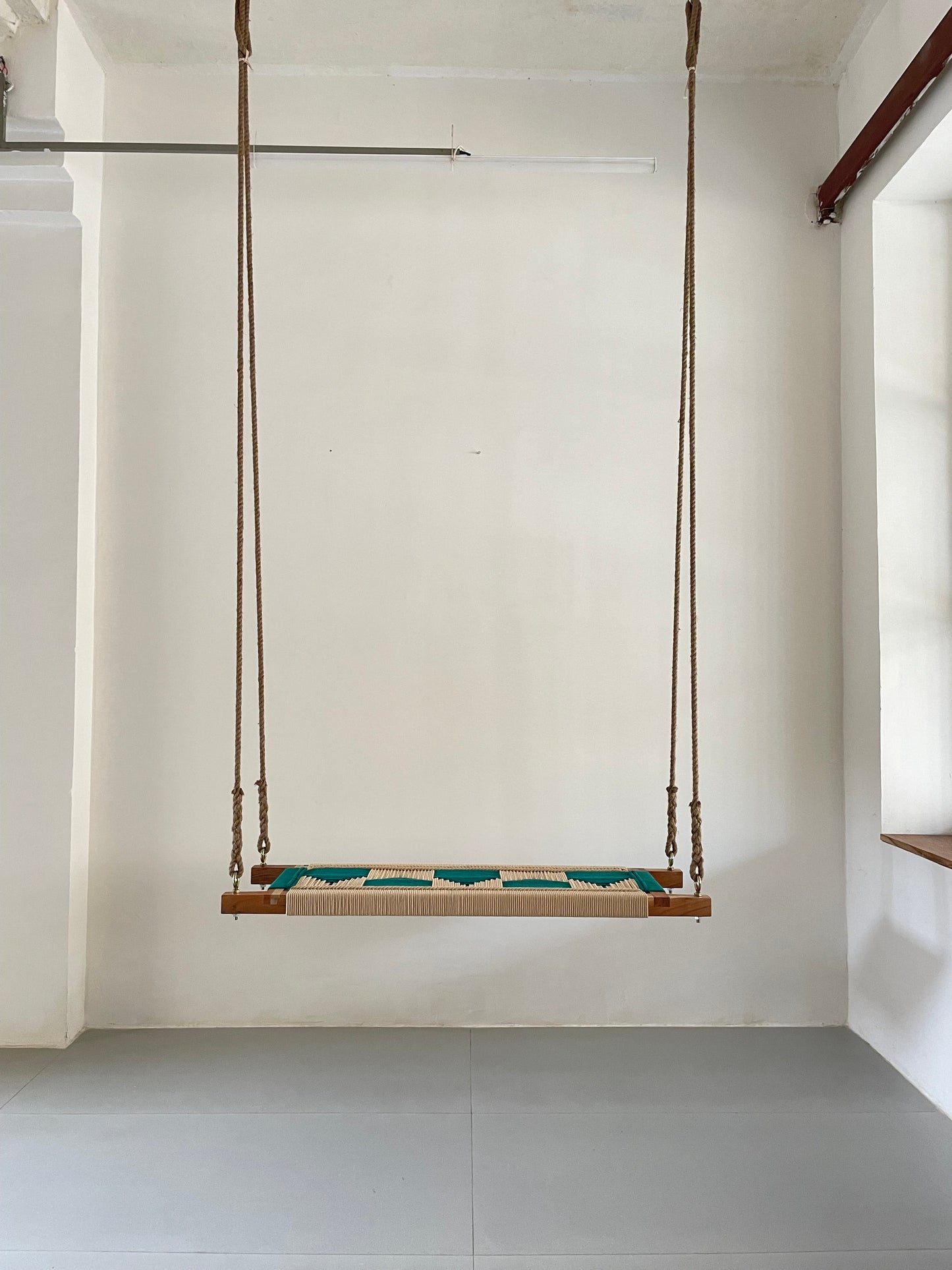 Hand Woven Adults and Kids Swing - Beige Green