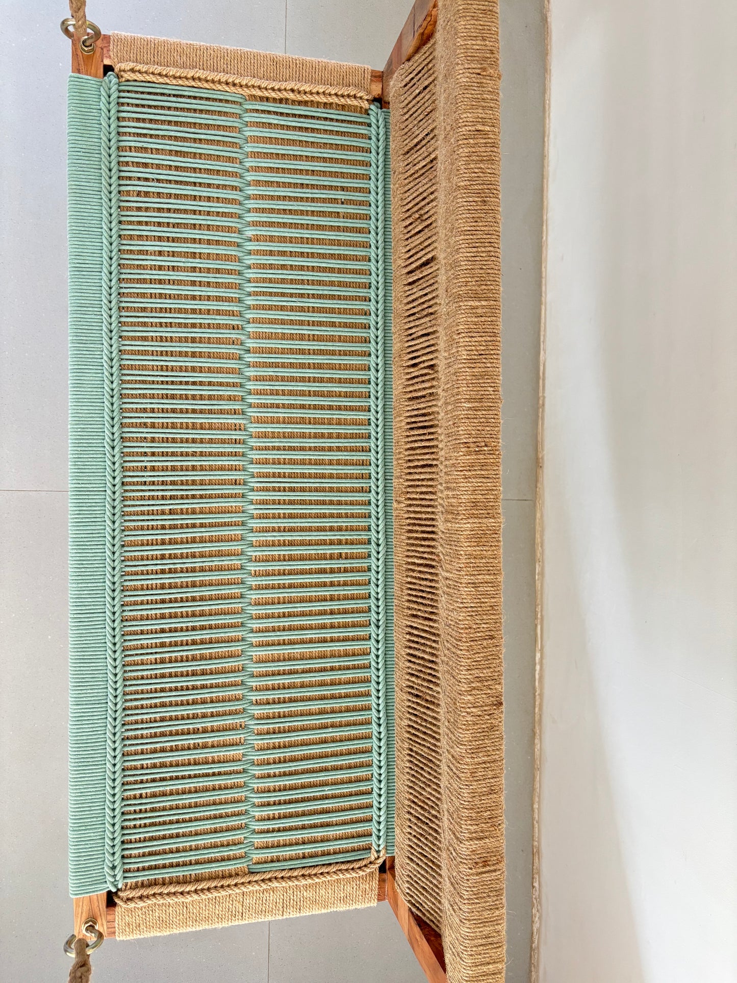 Woven Swing with Backrest - Green Beige