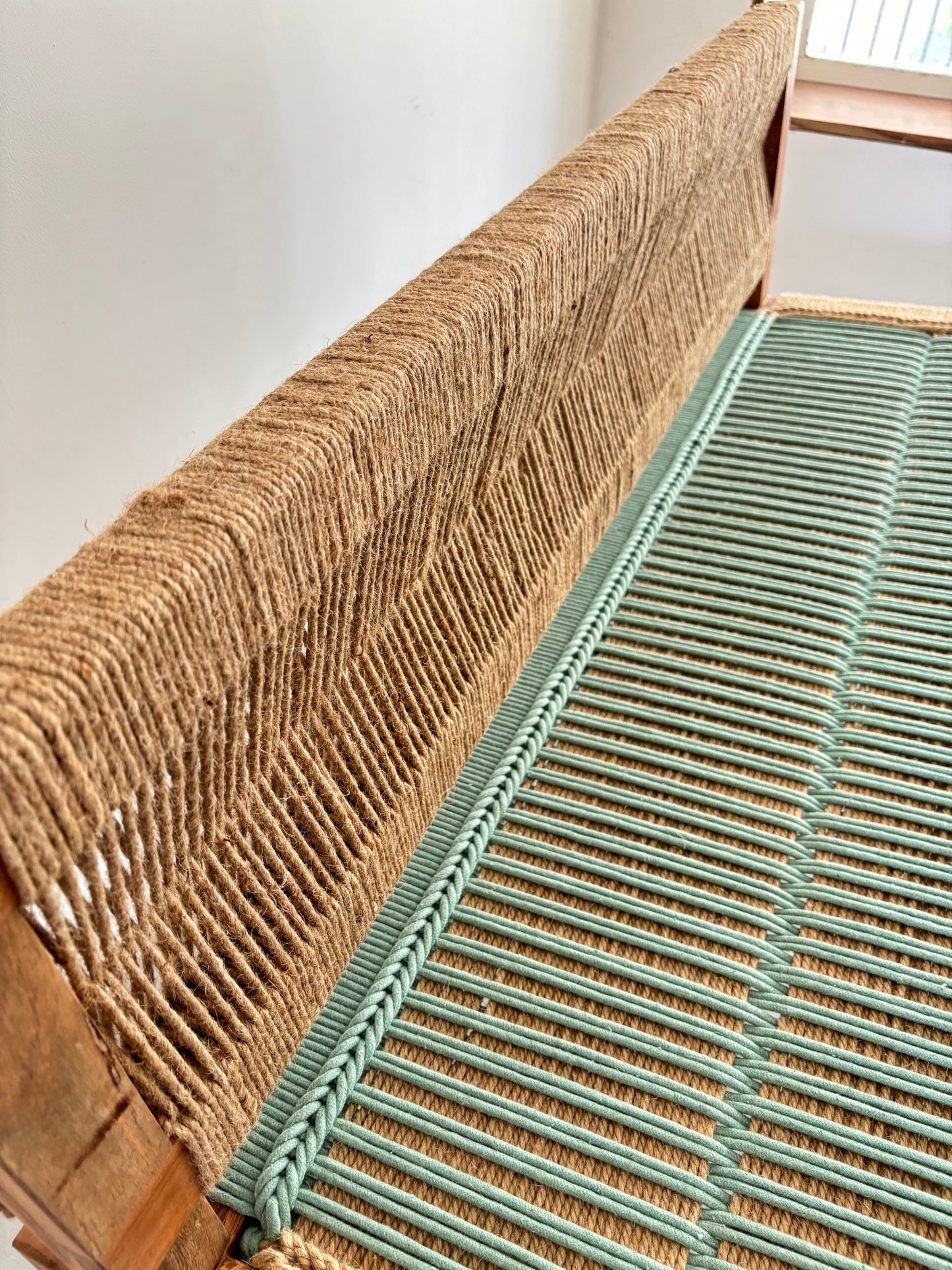 Woven Swing with Backrest - Green Beige