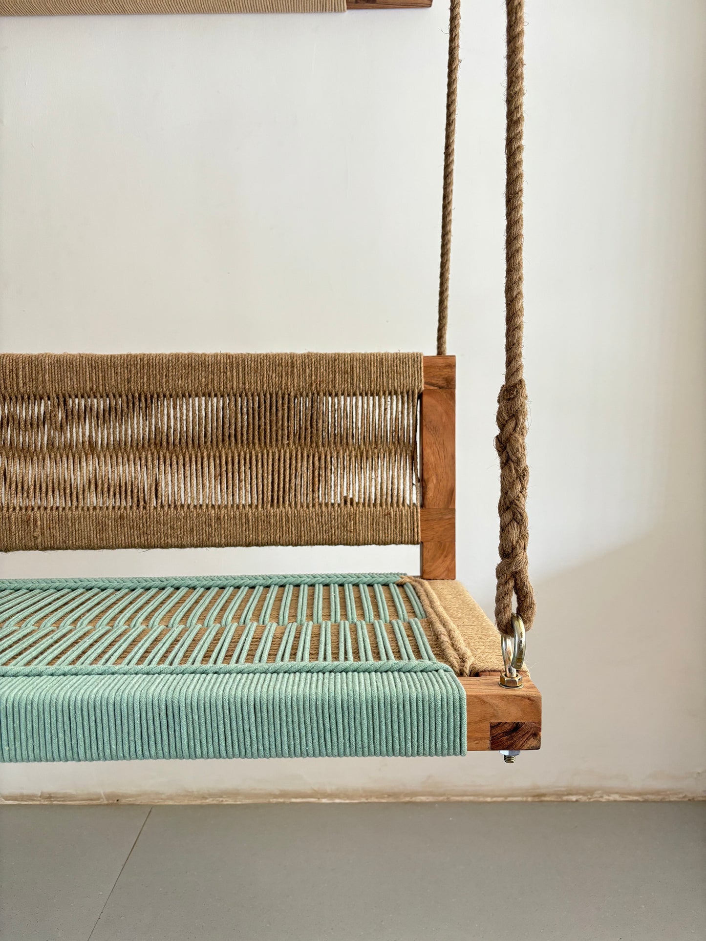 Woven Swing with Backrest - Green Beige