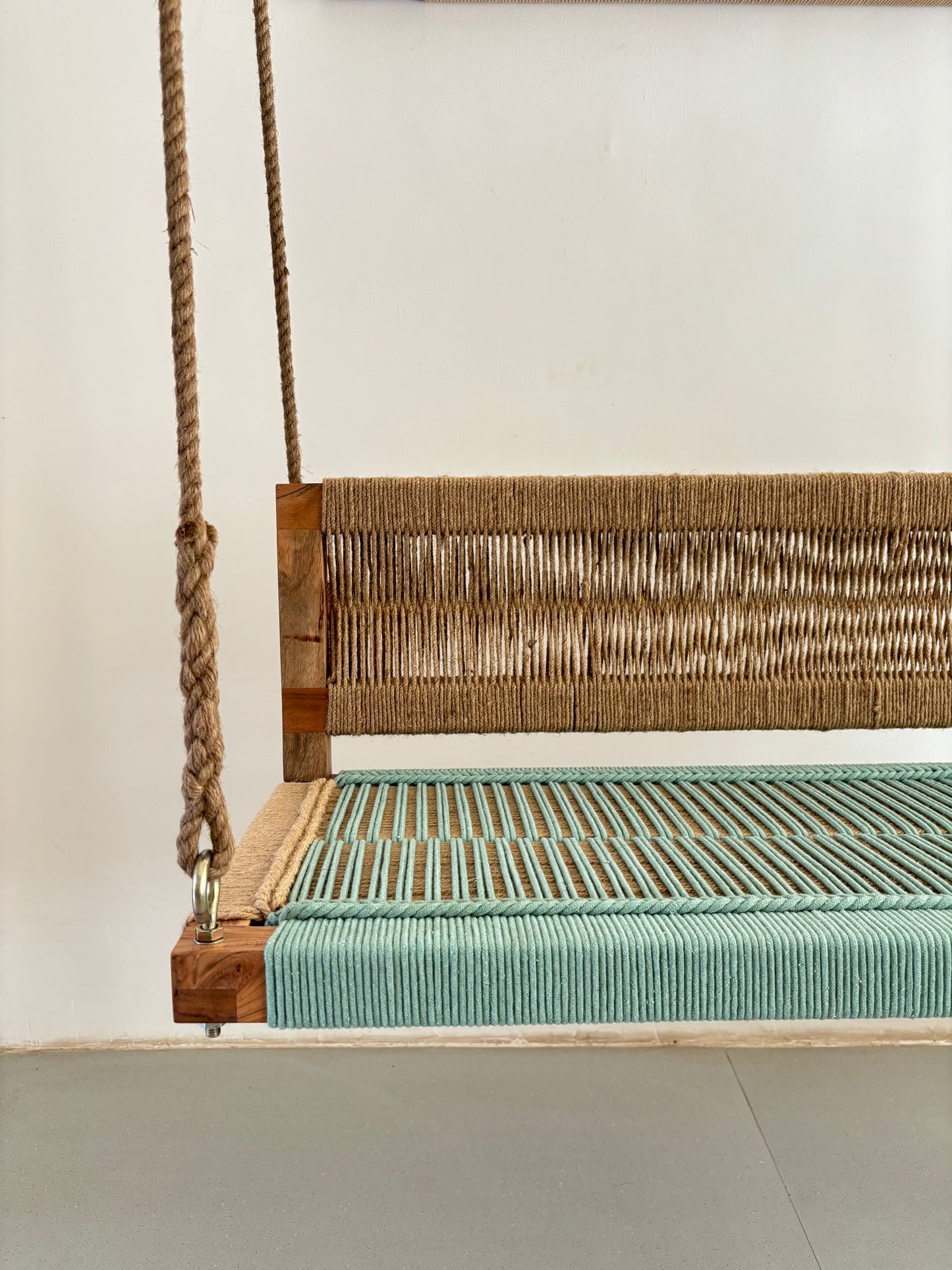 Woven Swing with Backrest - Green Beige