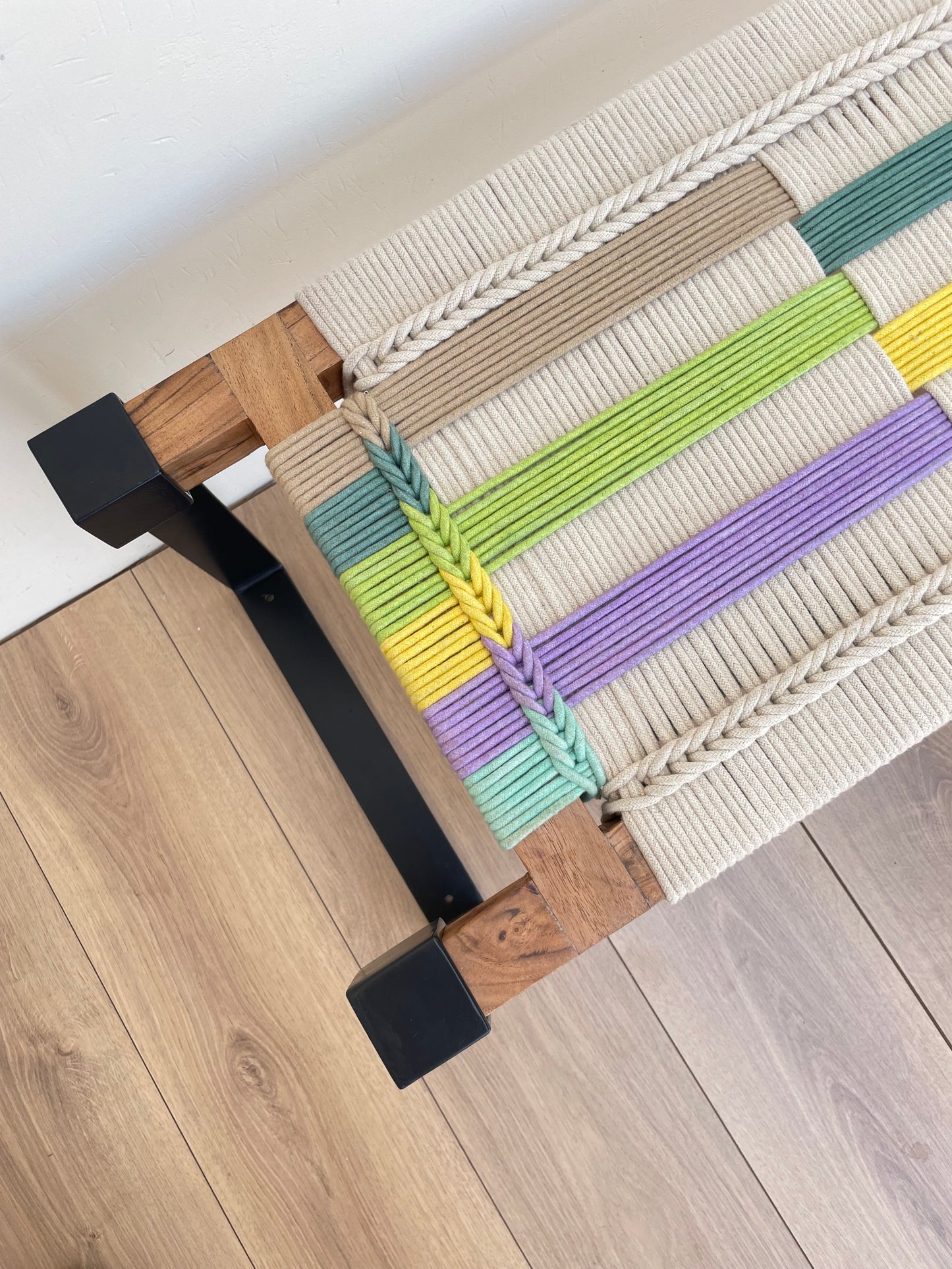 Altair woven bench in metal legs