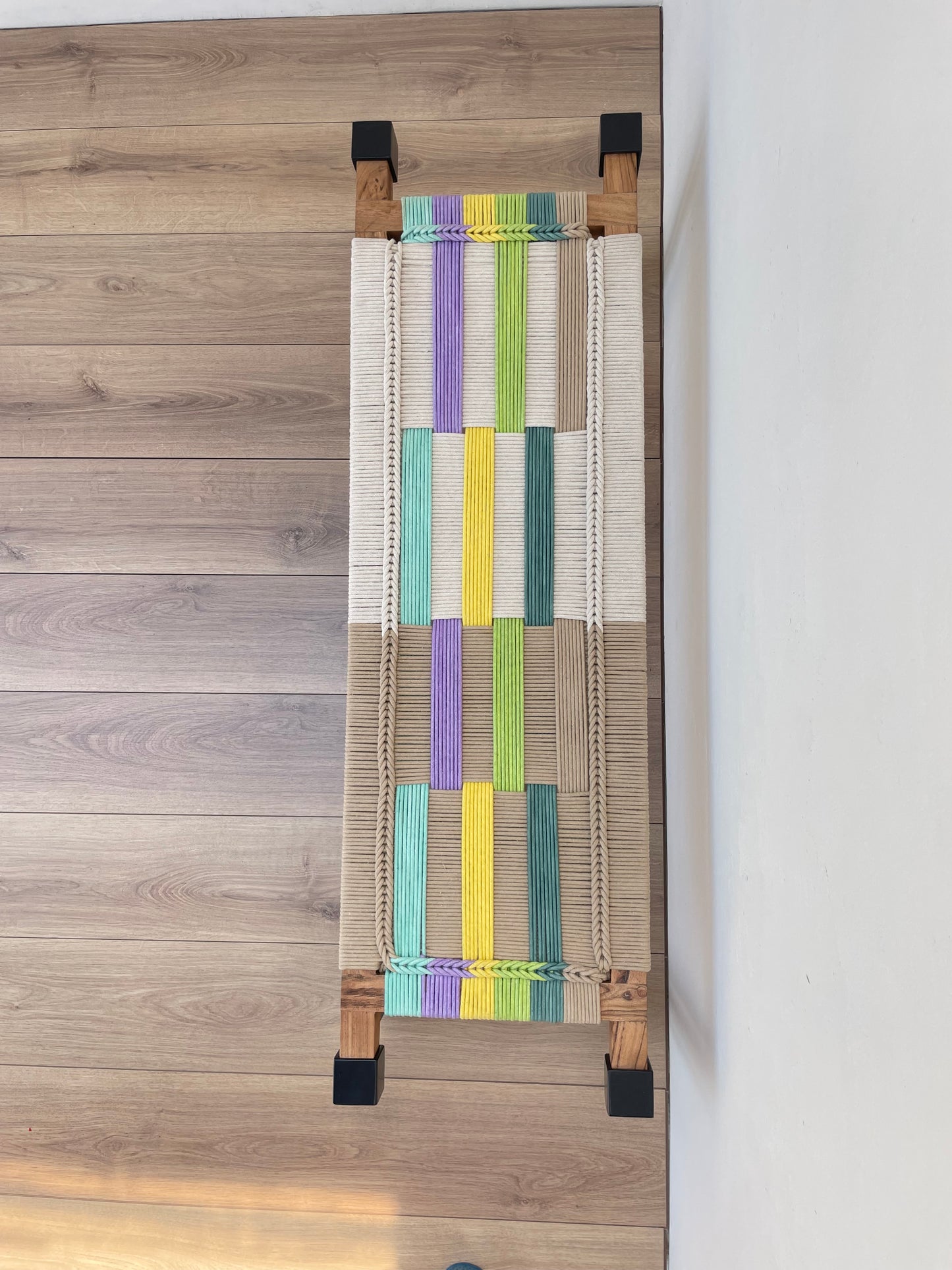Altair woven bench in metal legs