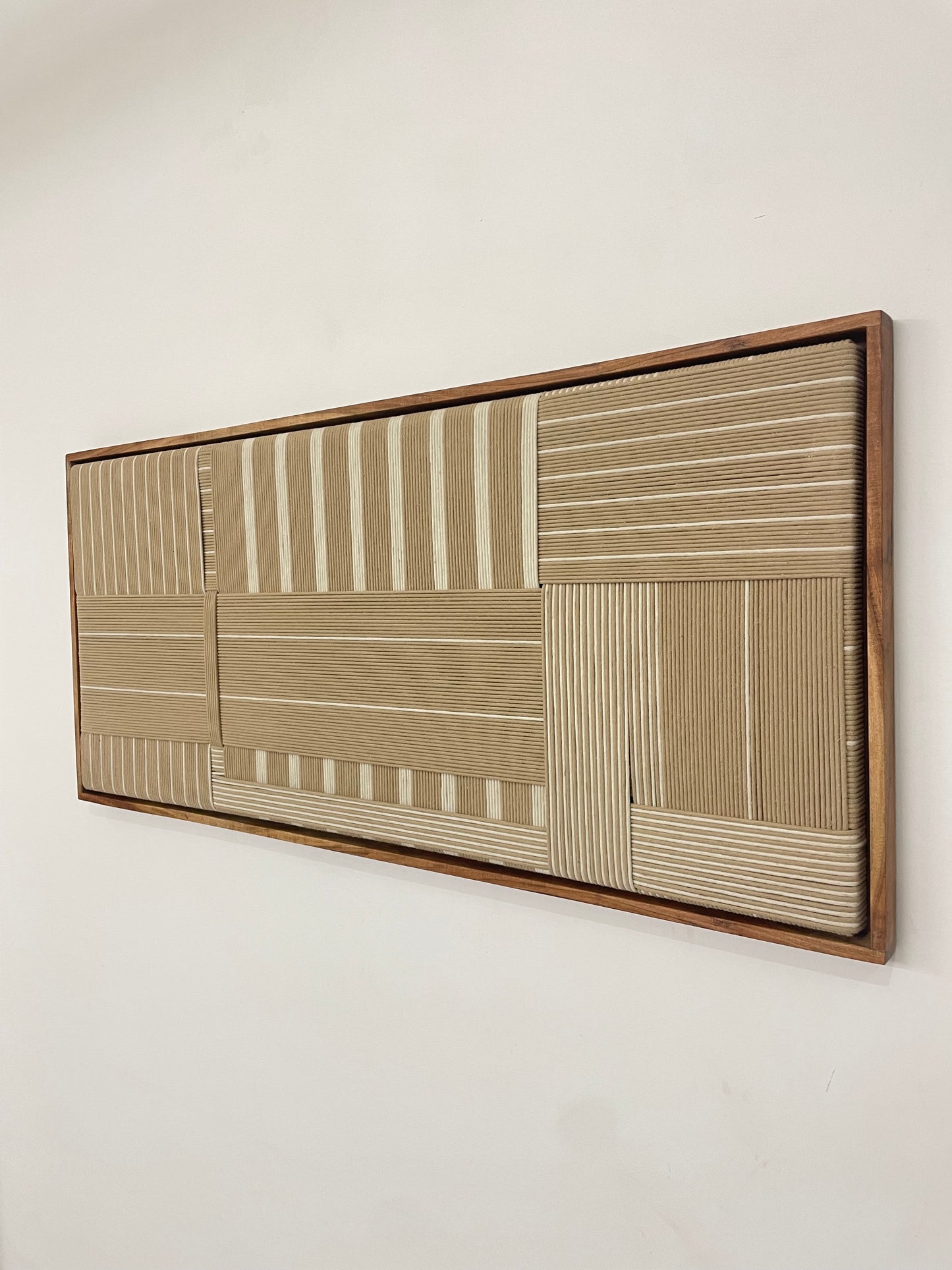 Beige White Woven Art - 54" x 30"