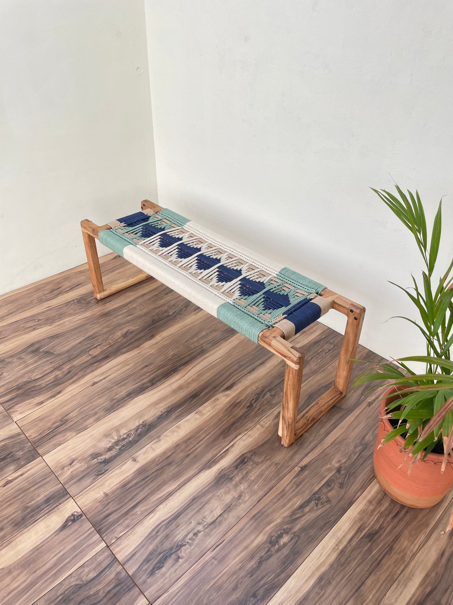 Boho Modern Woven Bench