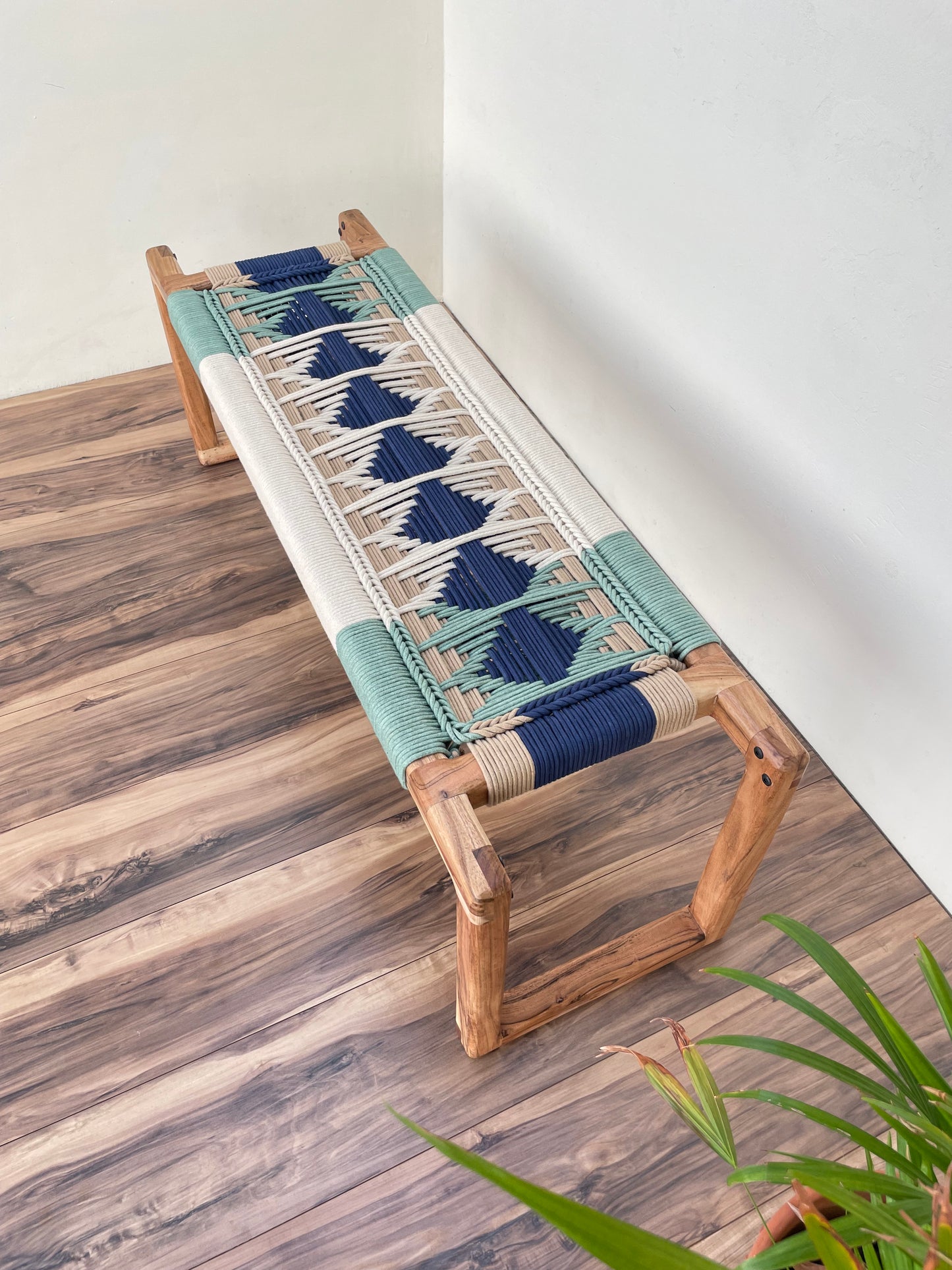 Boho Modern Woven Bench