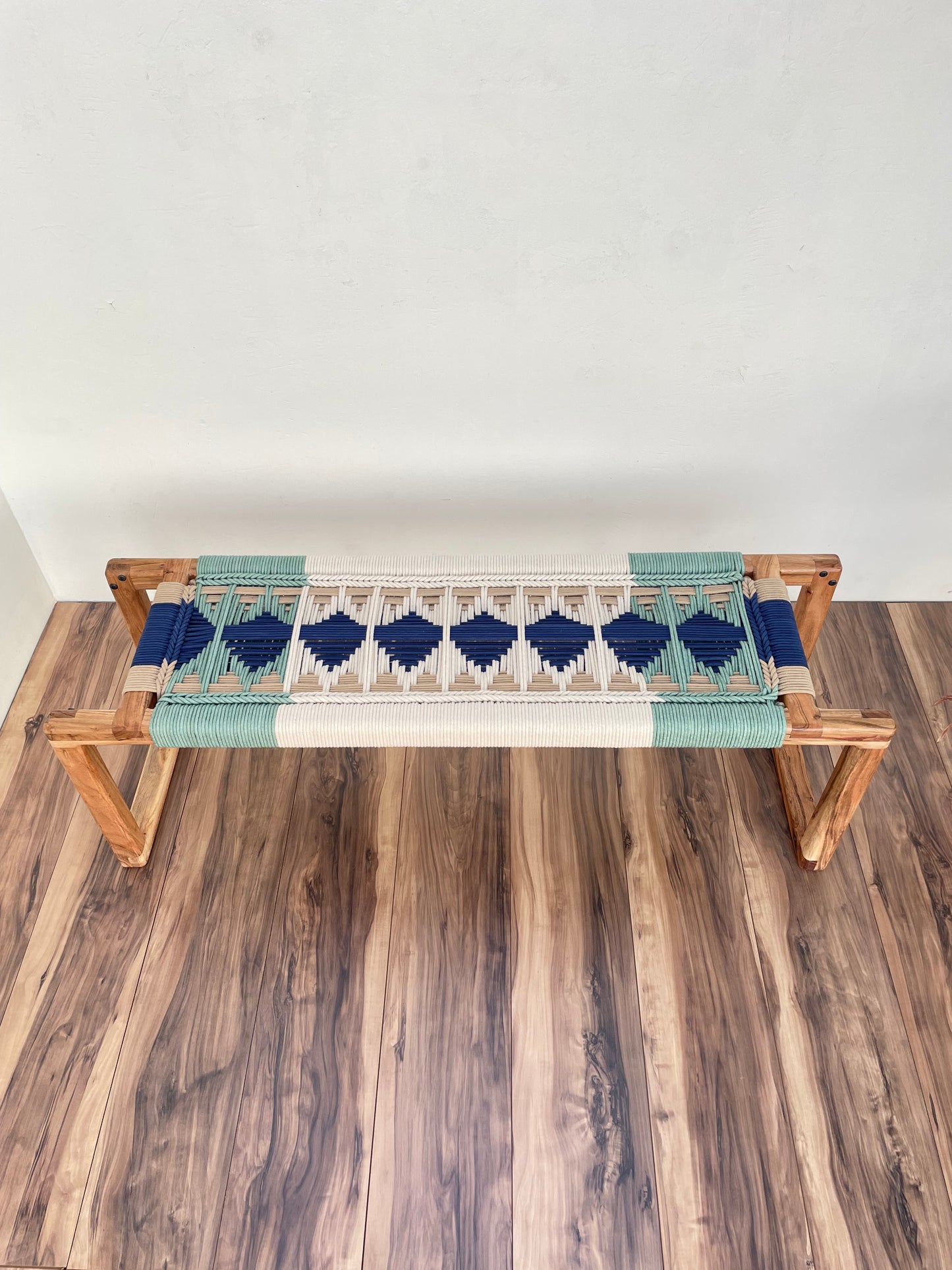 Boho Modern Woven Bench