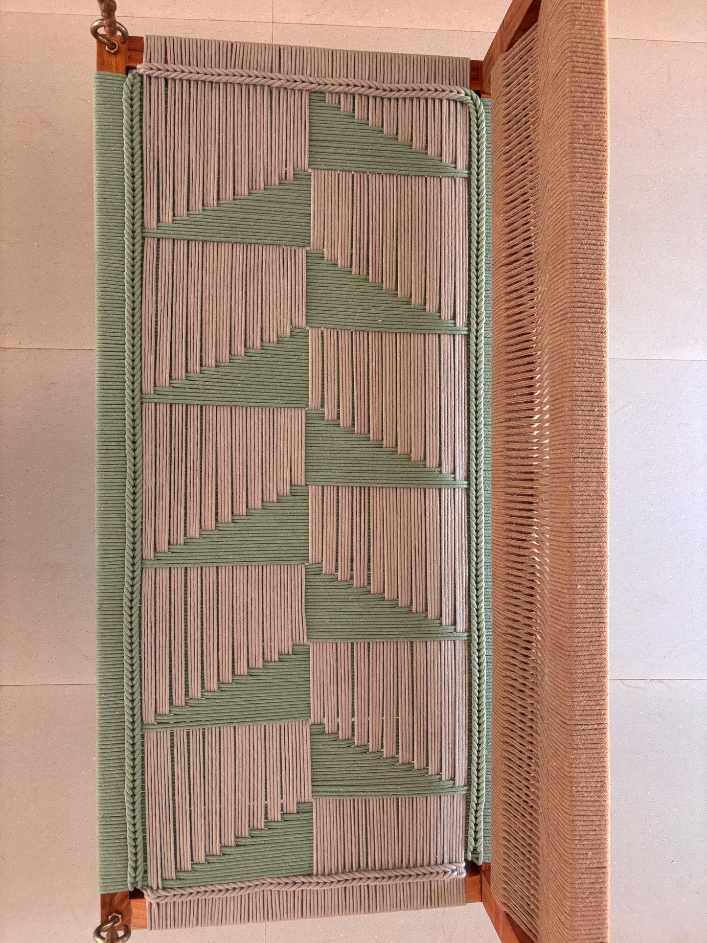 Woven Swing with Backrest - Green Beige