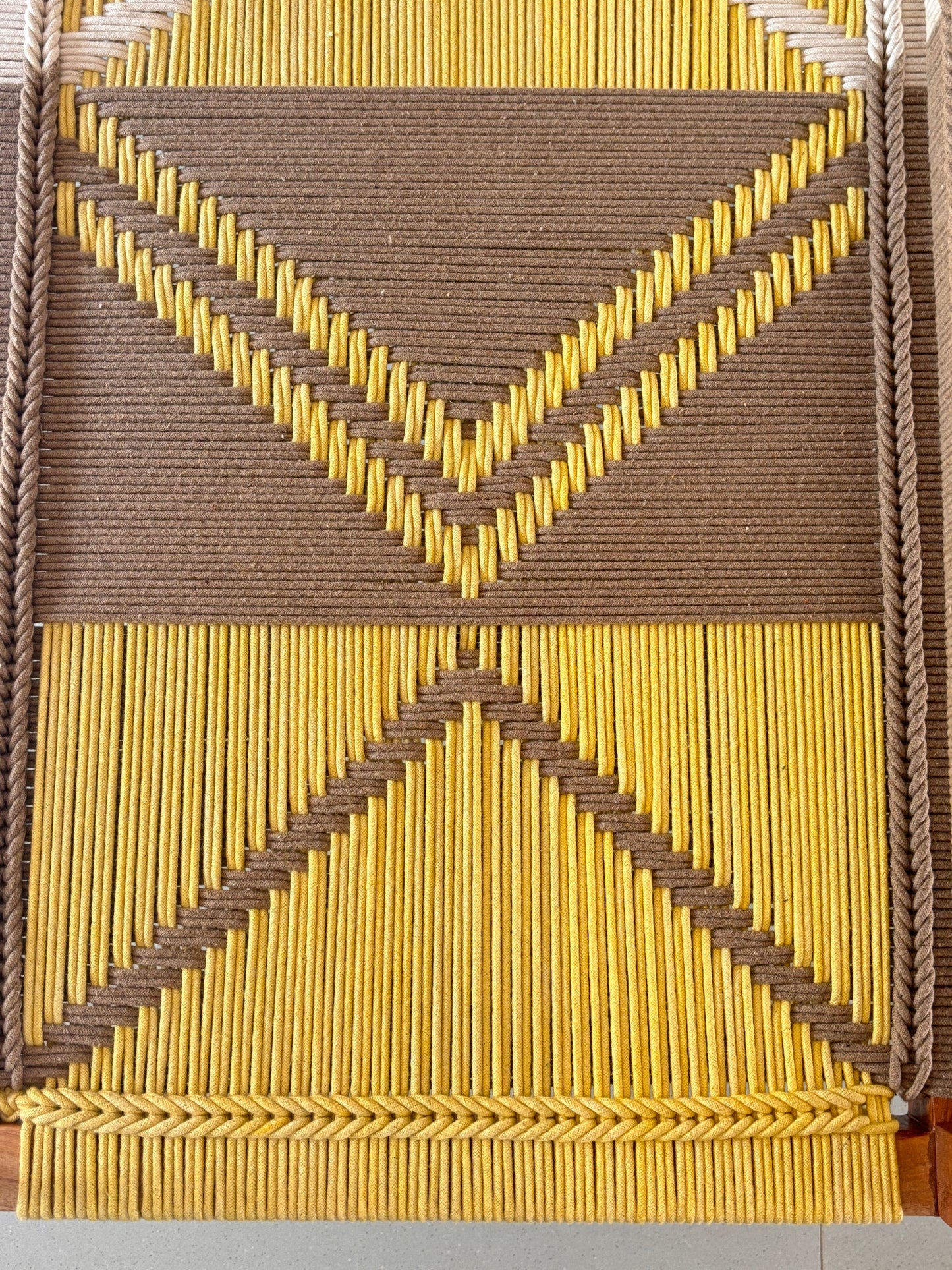 Woven Swing with Backrest - Yellow Beige White