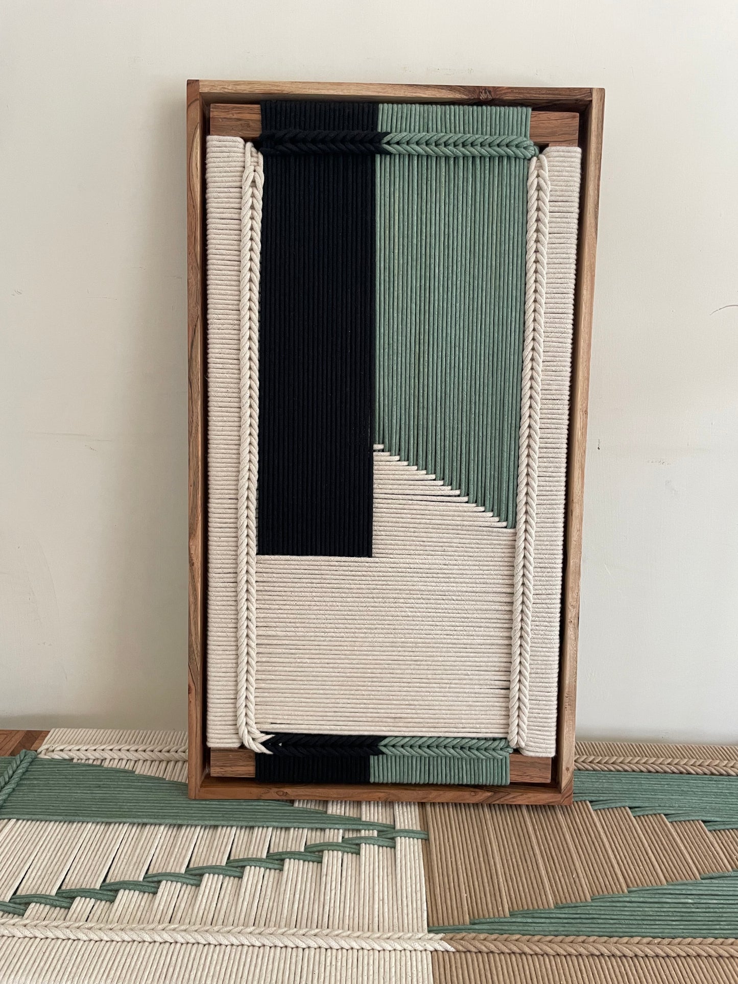 Framed Wall Hanging - Woven Wall Decoration - Natural CottonTextile Art - Bedroom Decor - Minimalist Interior