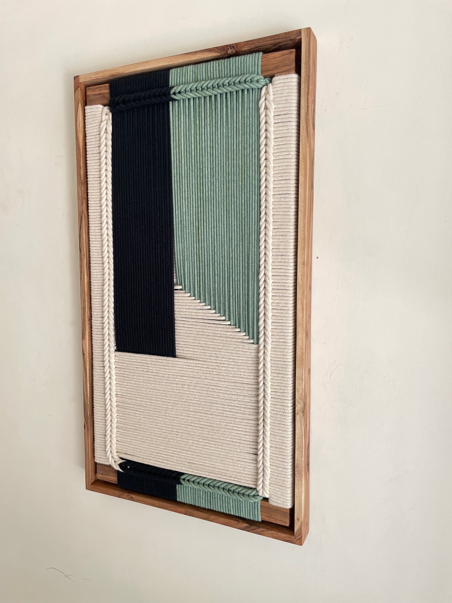 Framed Wall Hanging - Woven Wall Decoration - Natural CottonTextile Art - Bedroom Decor - Minimalist Interior