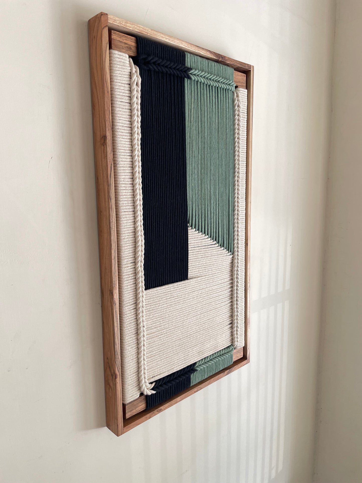 Framed Wall Hanging - Woven Wall Decoration - Natural CottonTextile Art - Bedroom Decor - Minimalist Interior