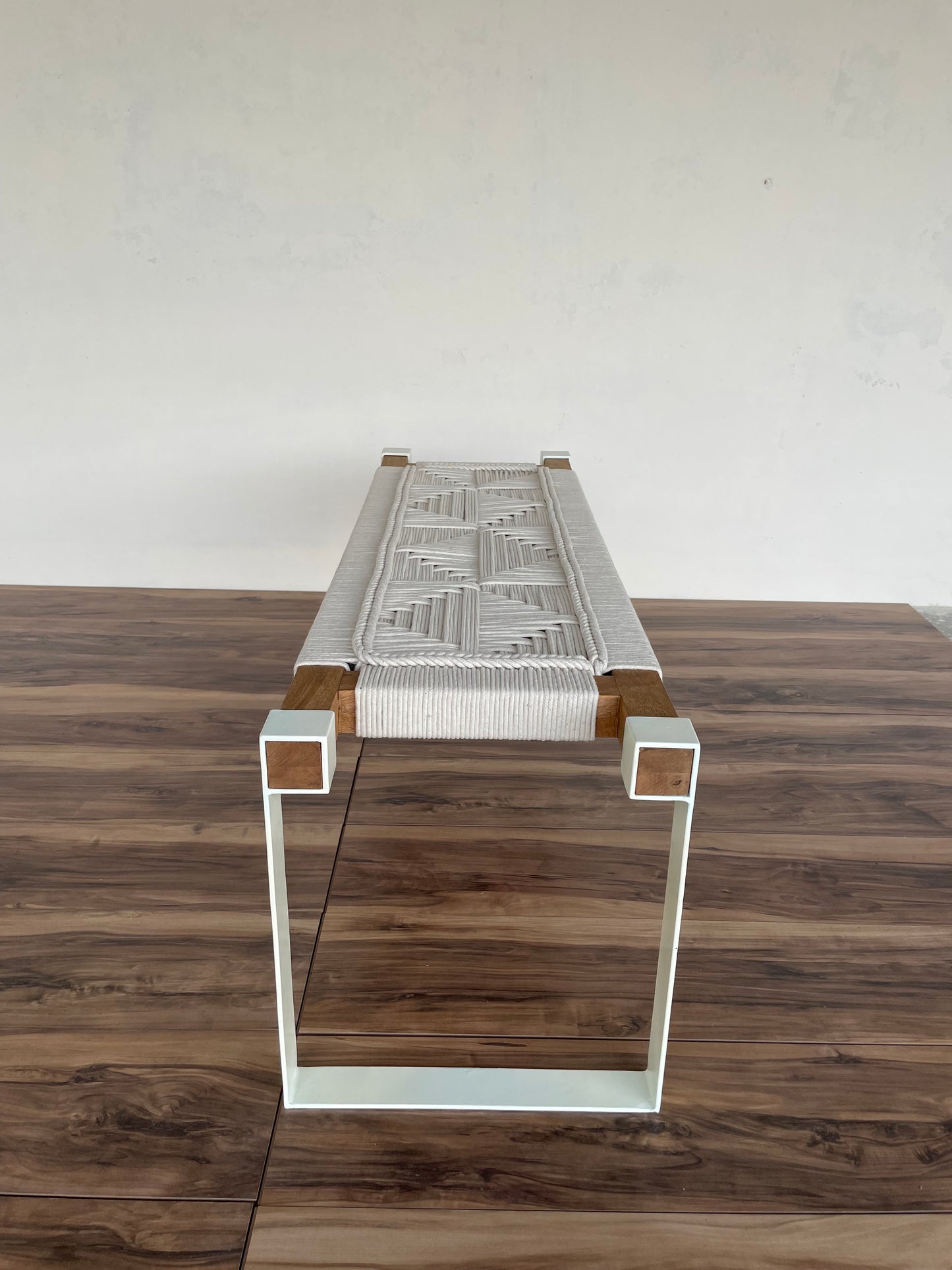 Woven Bench In Metal Legs