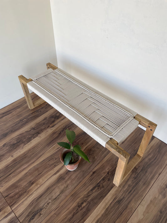 Woven bench - Natural white