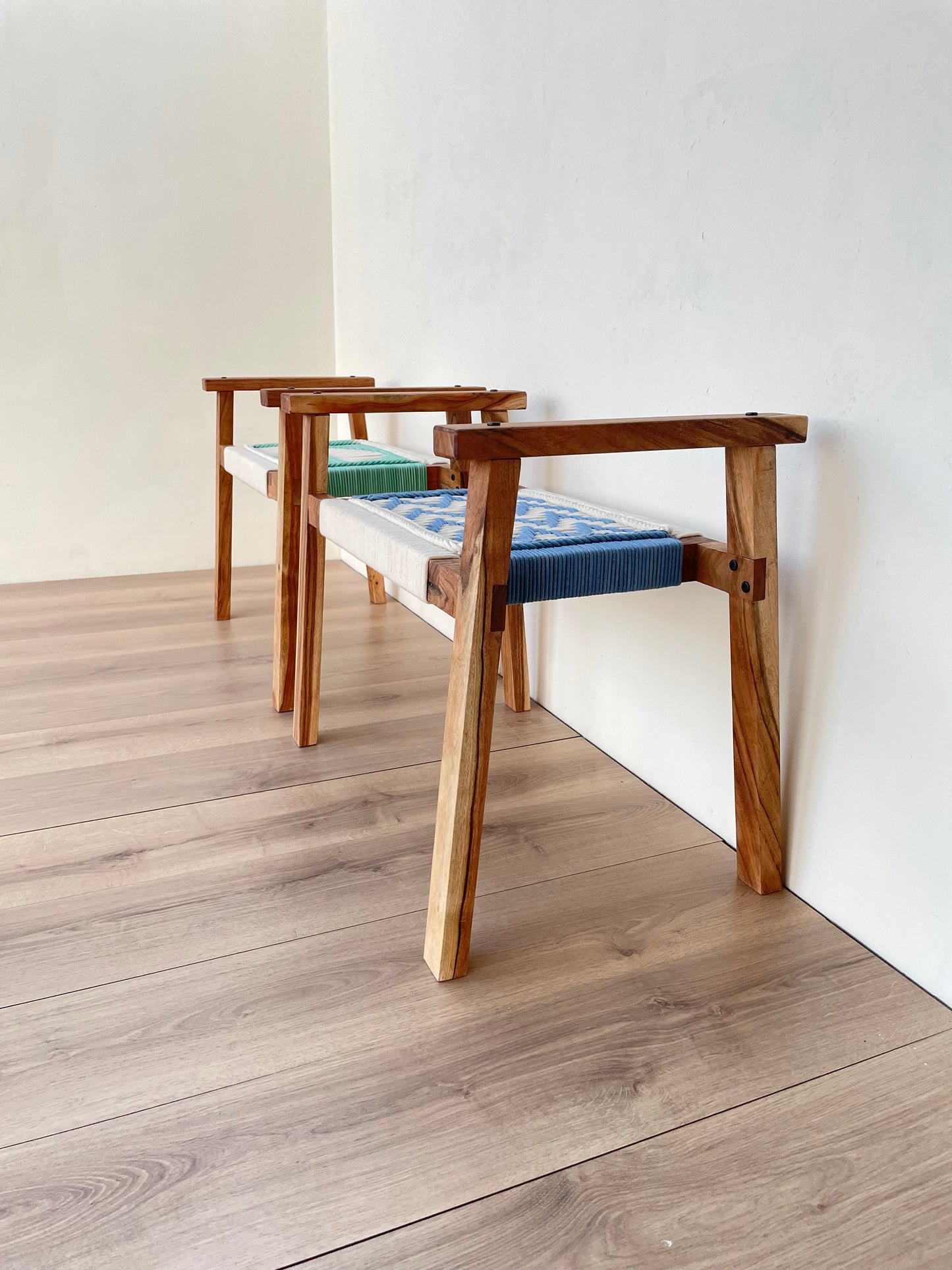 Hand Rest Woven Stool - Set of Two