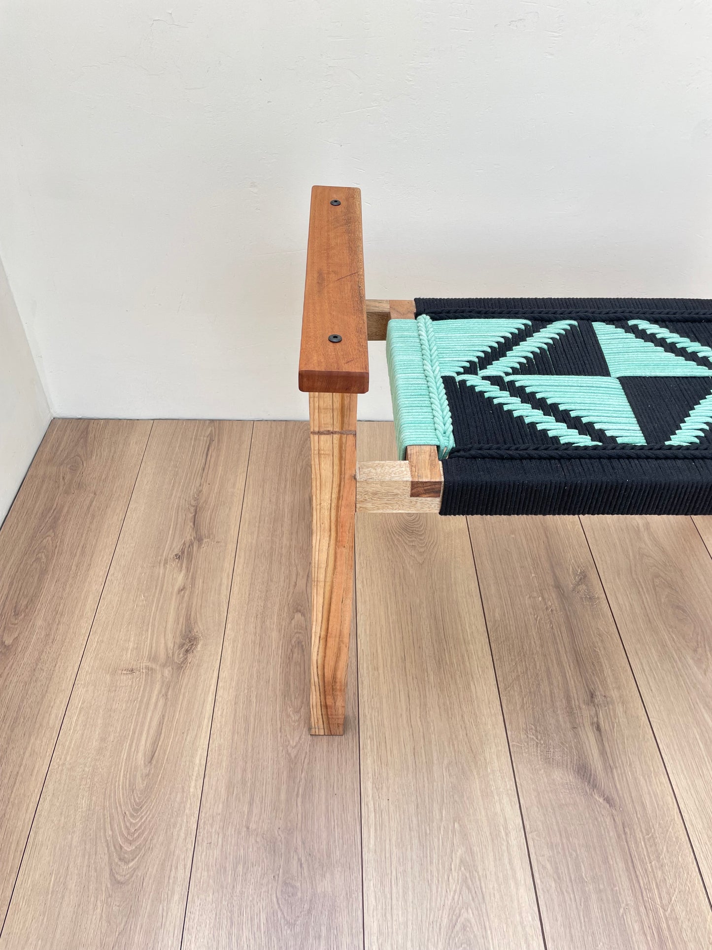 Hand Rest Gemini Woven Stool - Black & Teal