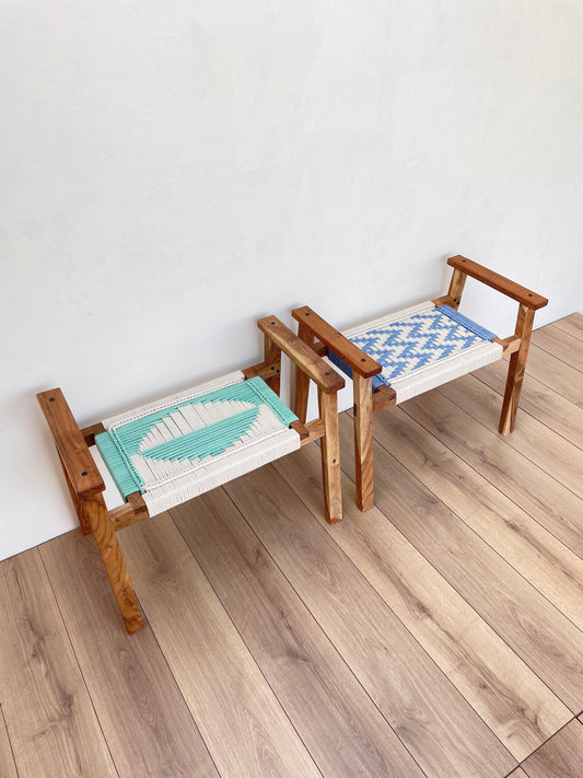 Hand Rest Woven Stool - Set of Two
