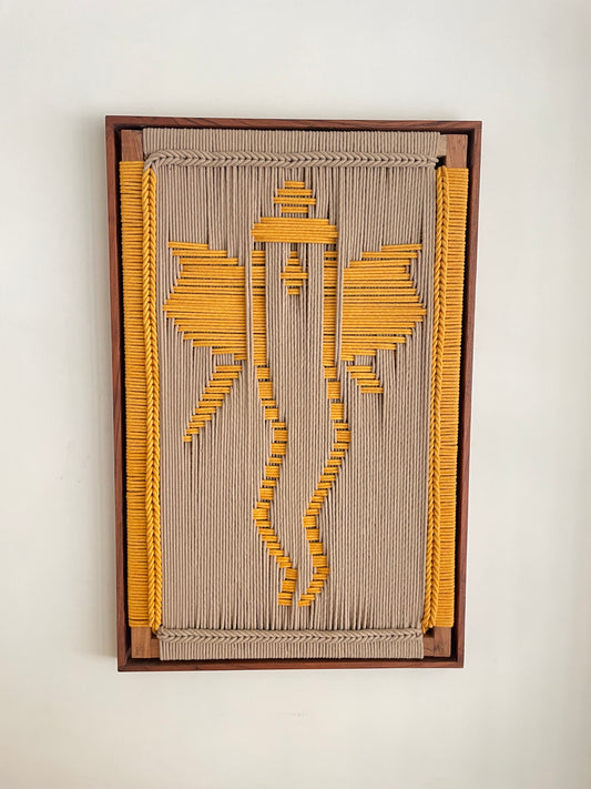 Ganesh Ji Hand Woven Wall Art - Beige Yellow