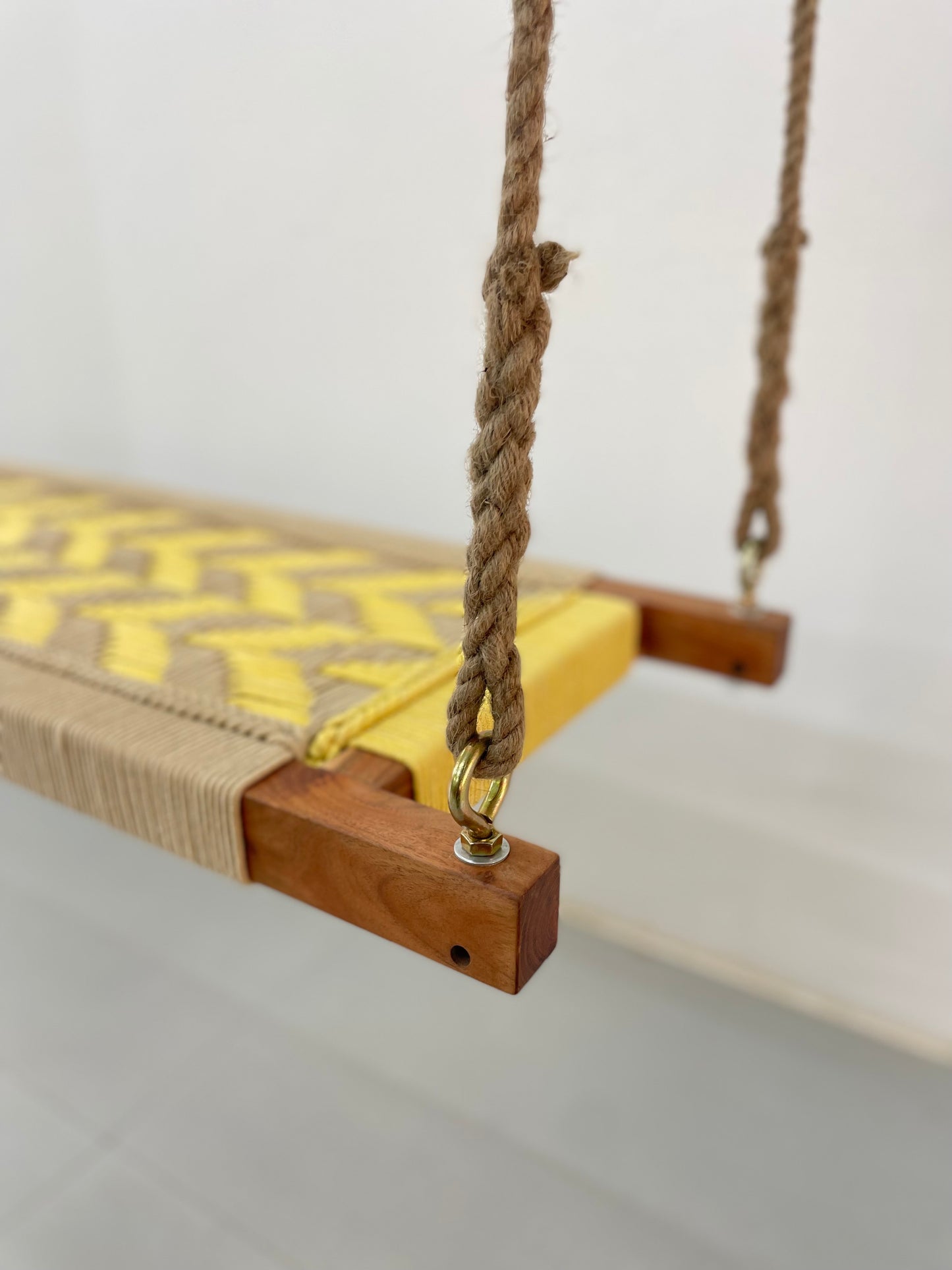 Hand Woven Adults and Kids Swing - Yellow Beige