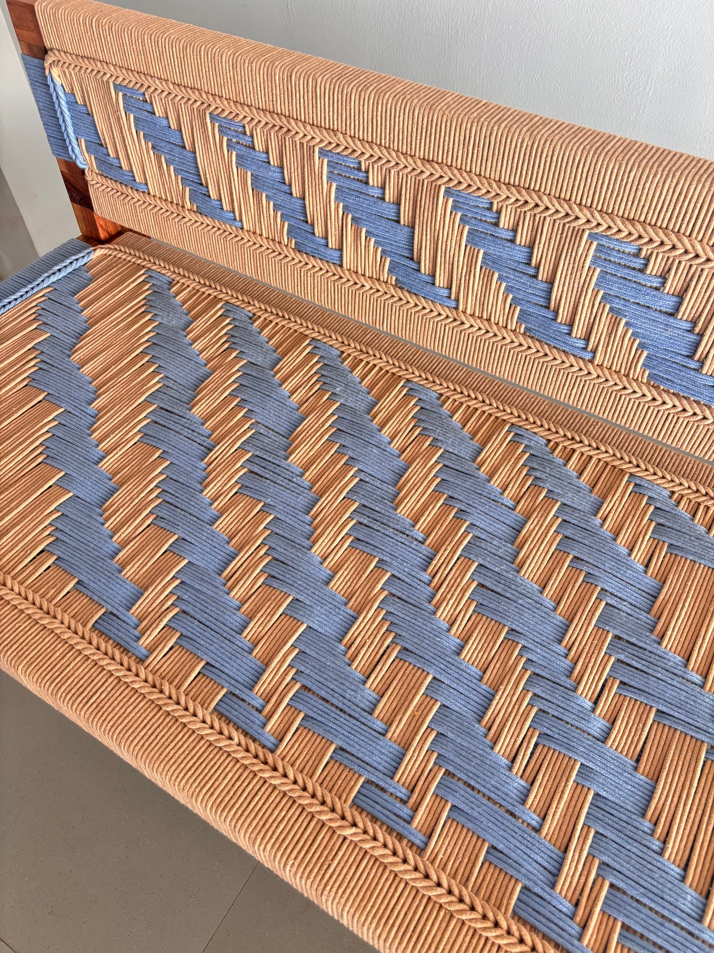 Woven Swing with Backrest - Beige Blue