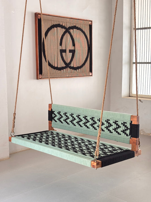 Woven Swing with Backrest - Green Black