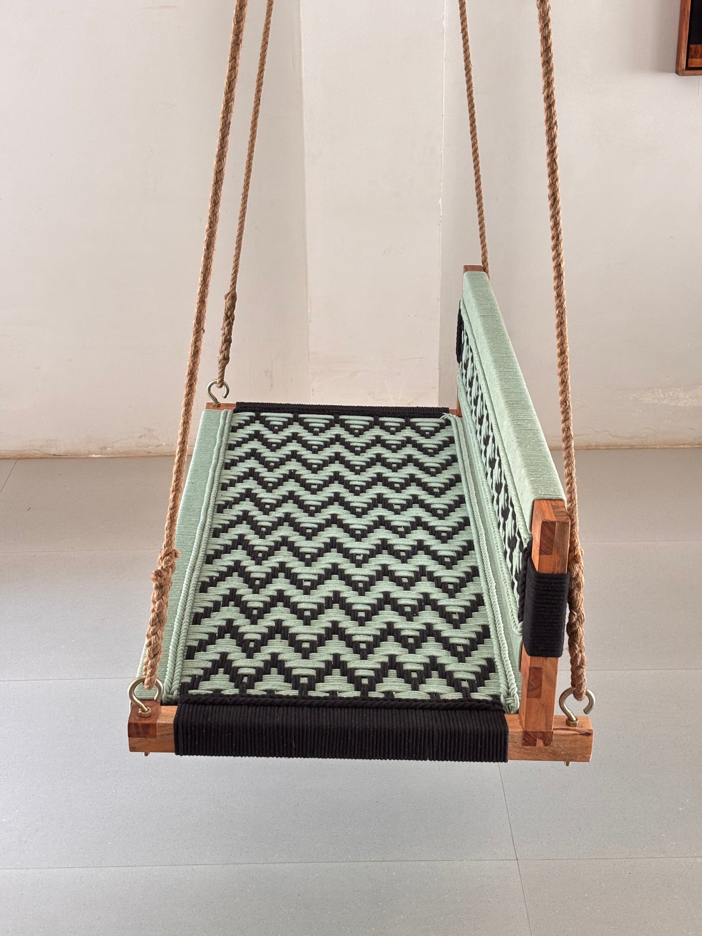 Woven Swing with Backrest - Green Black