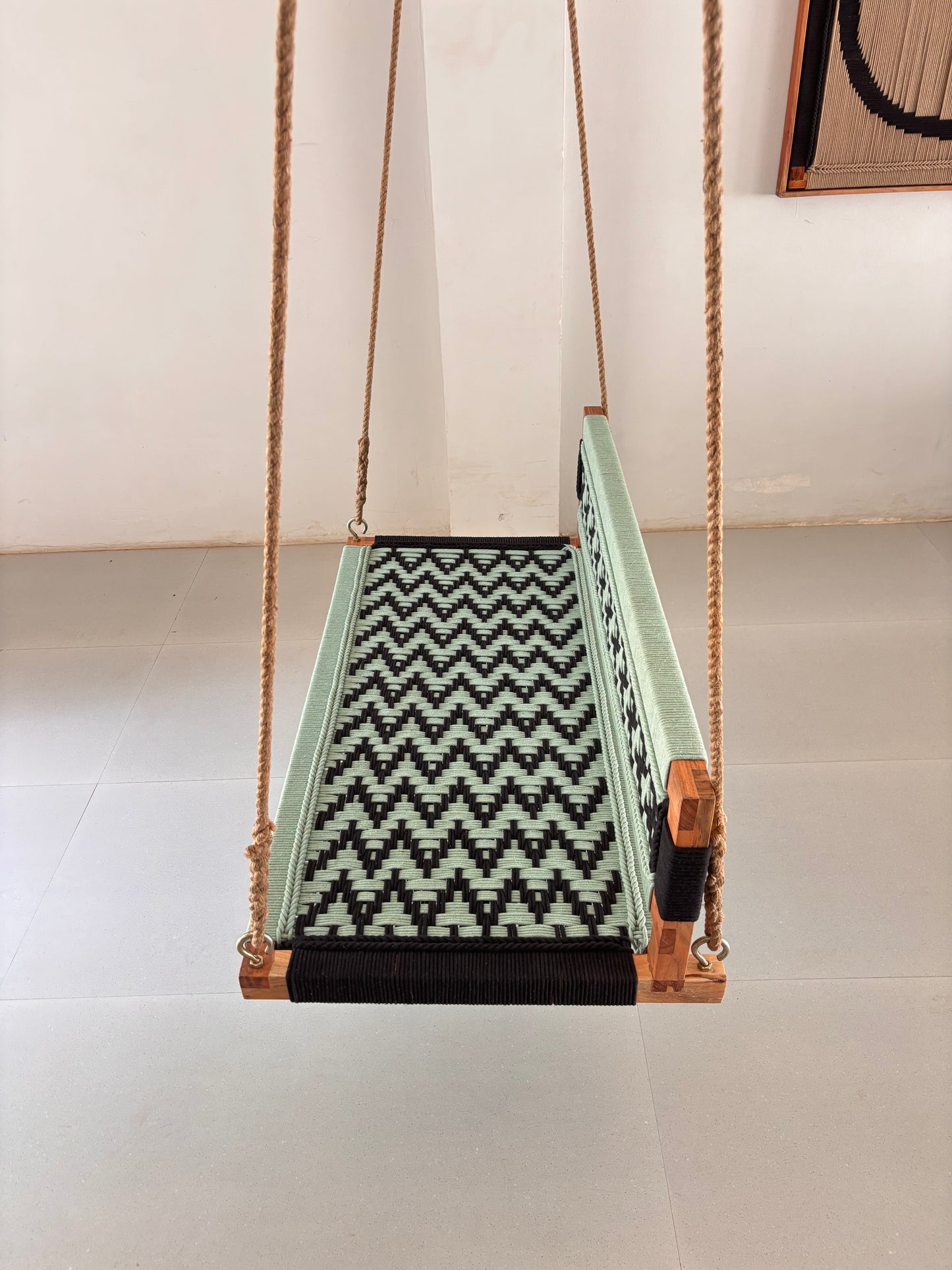 Woven Swing with Backrest - Green Black