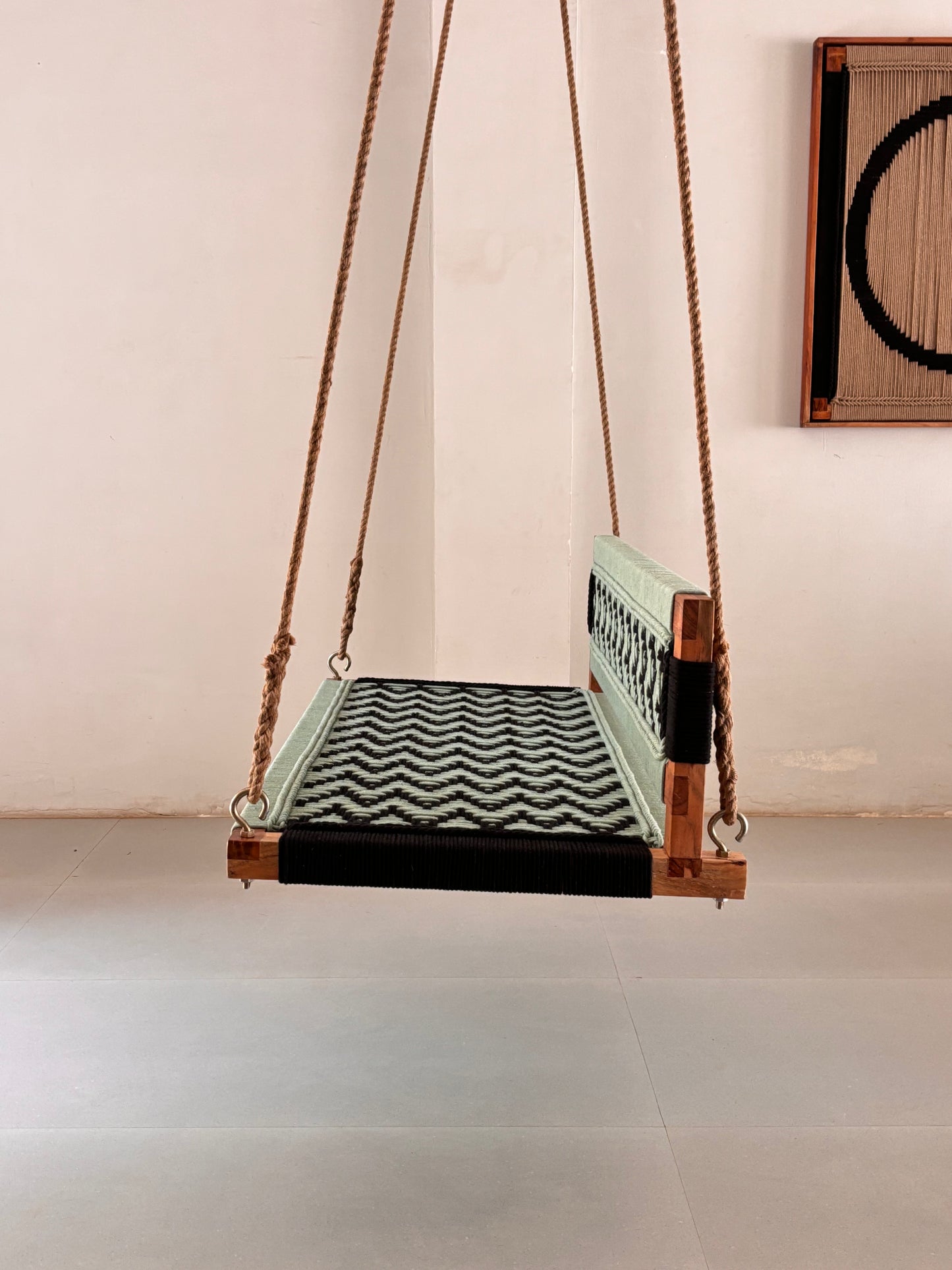Woven Swing with Backrest - Green Black