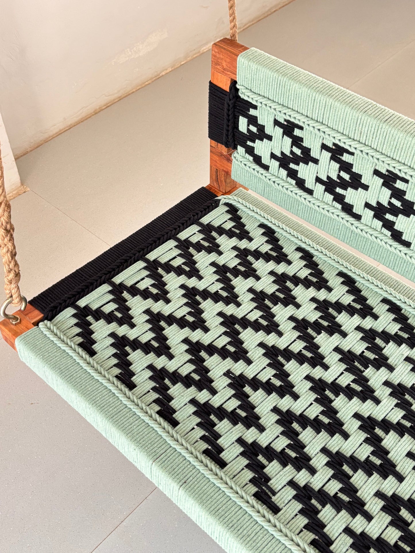 Woven Swing with Backrest - Green Black