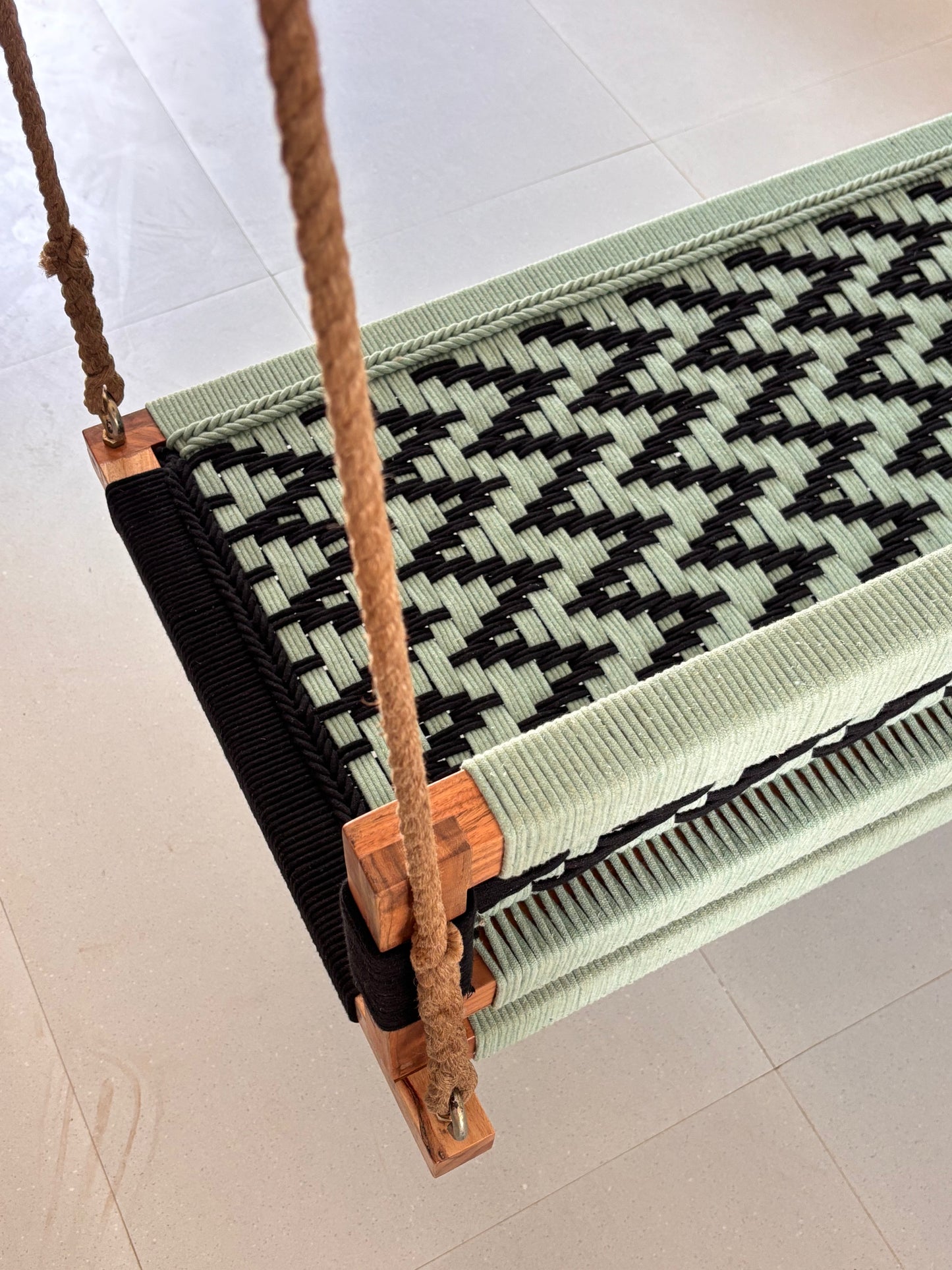 Woven Swing with Backrest - Green Black
