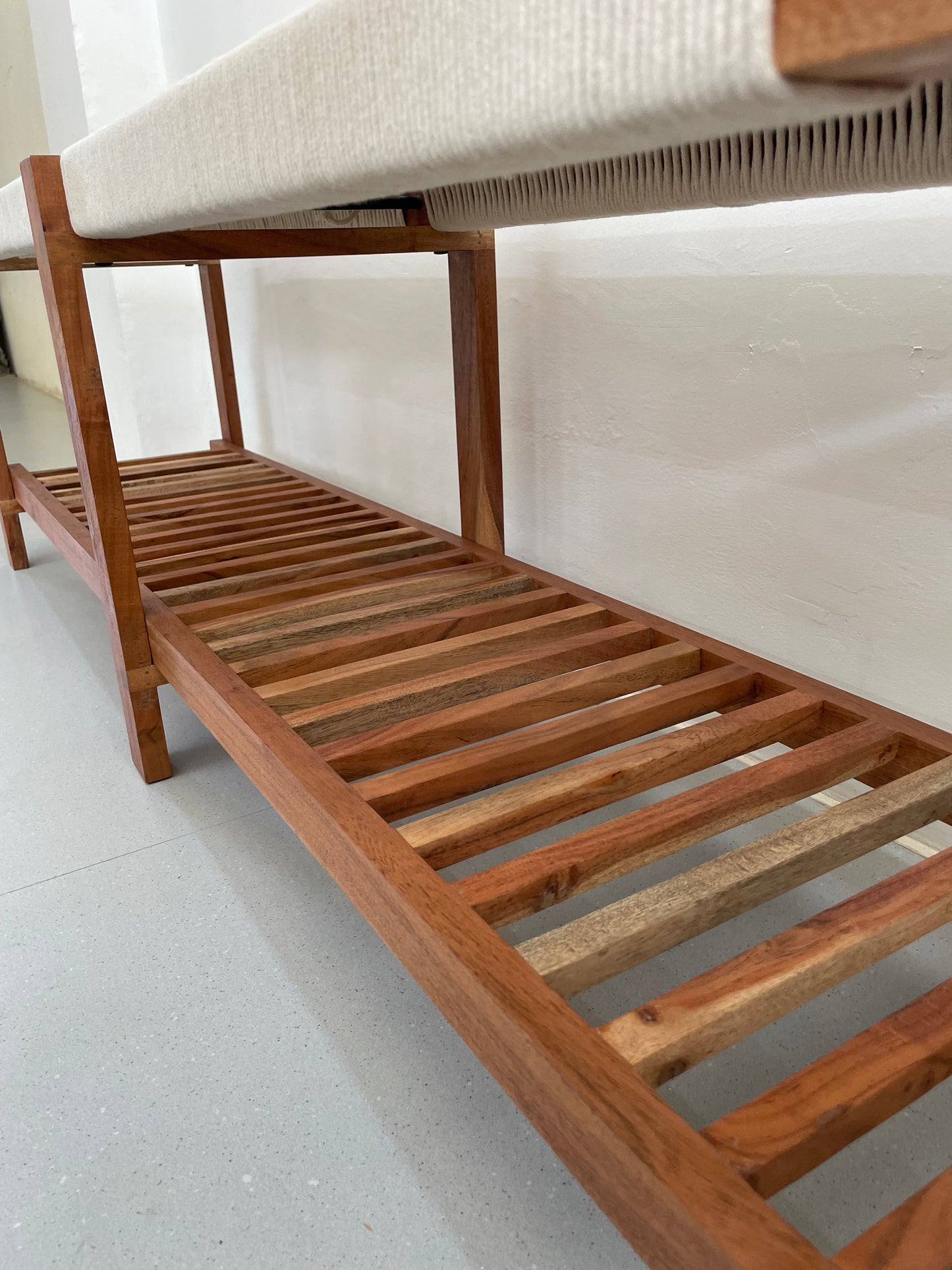 Woven Bench with Shoe Rack - 60 Inches