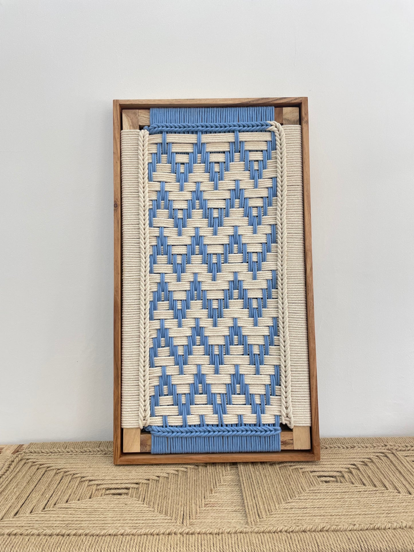 Framed Wall Hanging - Woven Wall Decoration - Natural Cotton Rope Art