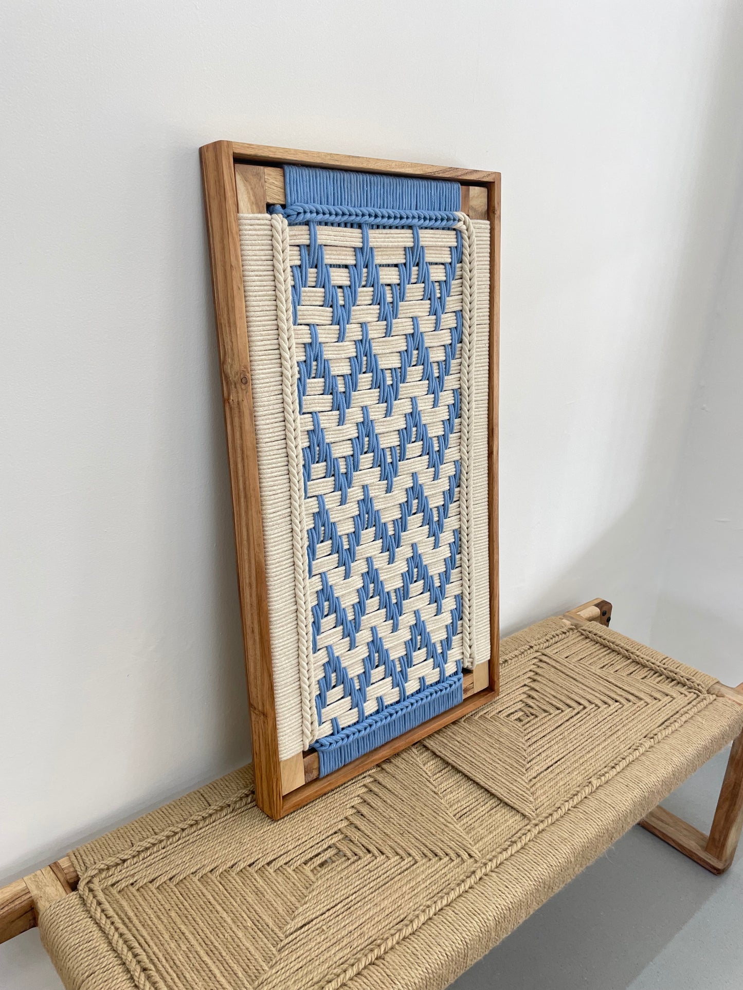 Framed Wall Hanging - Woven Wall Decoration - Natural Cotton Rope Art