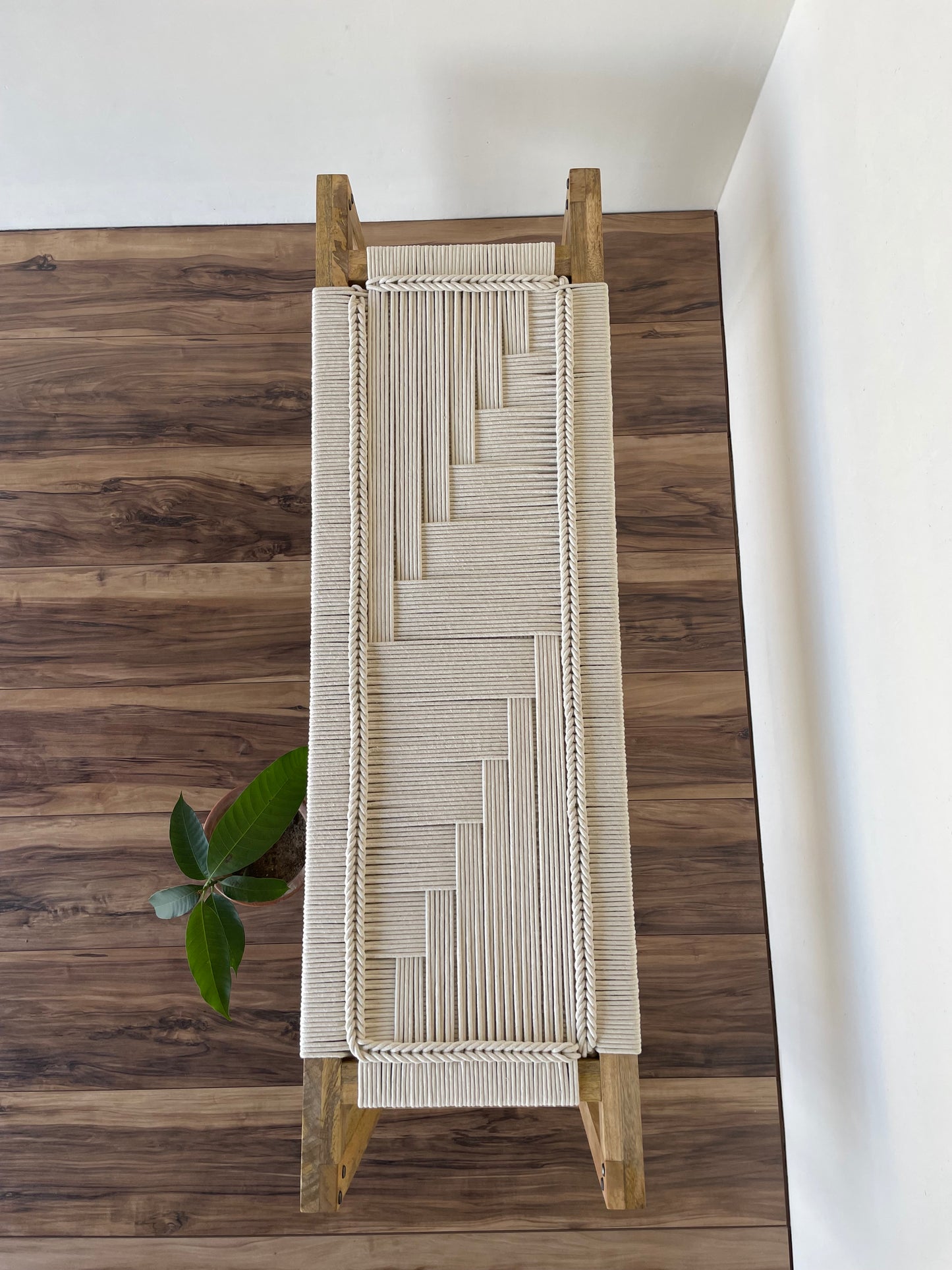 Woven bench - Natural white