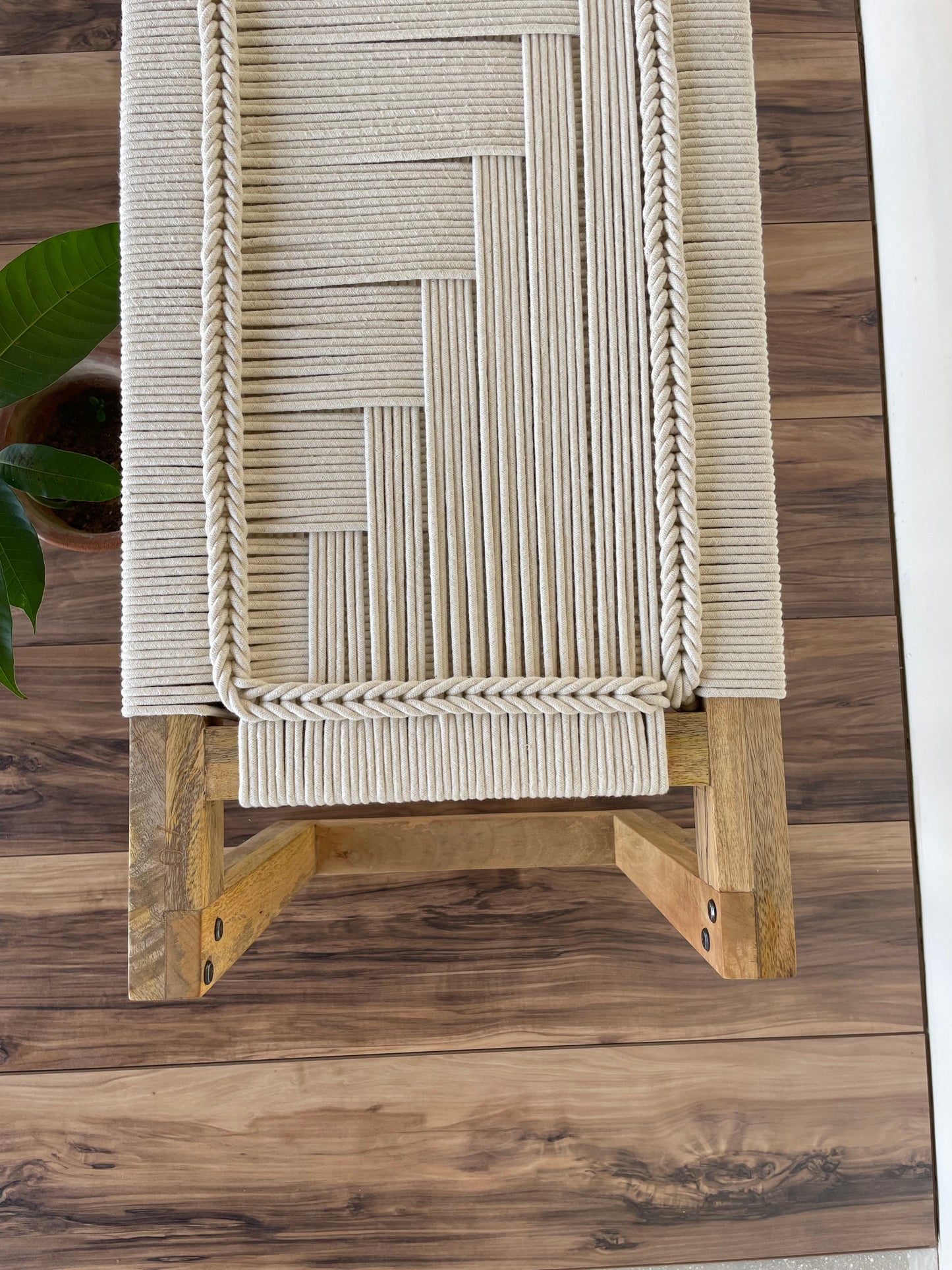 Woven bench - Natural white