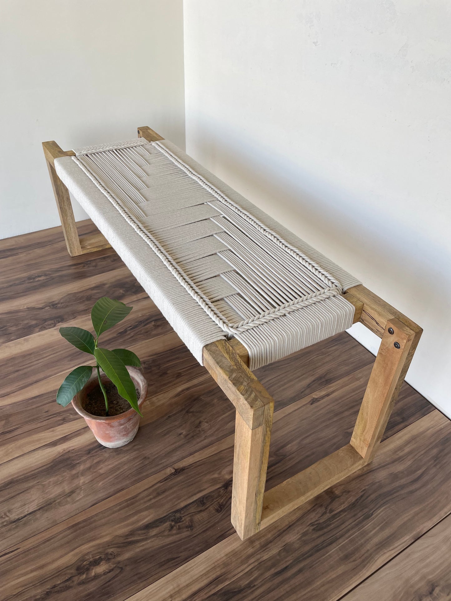 Woven bench - Natural white