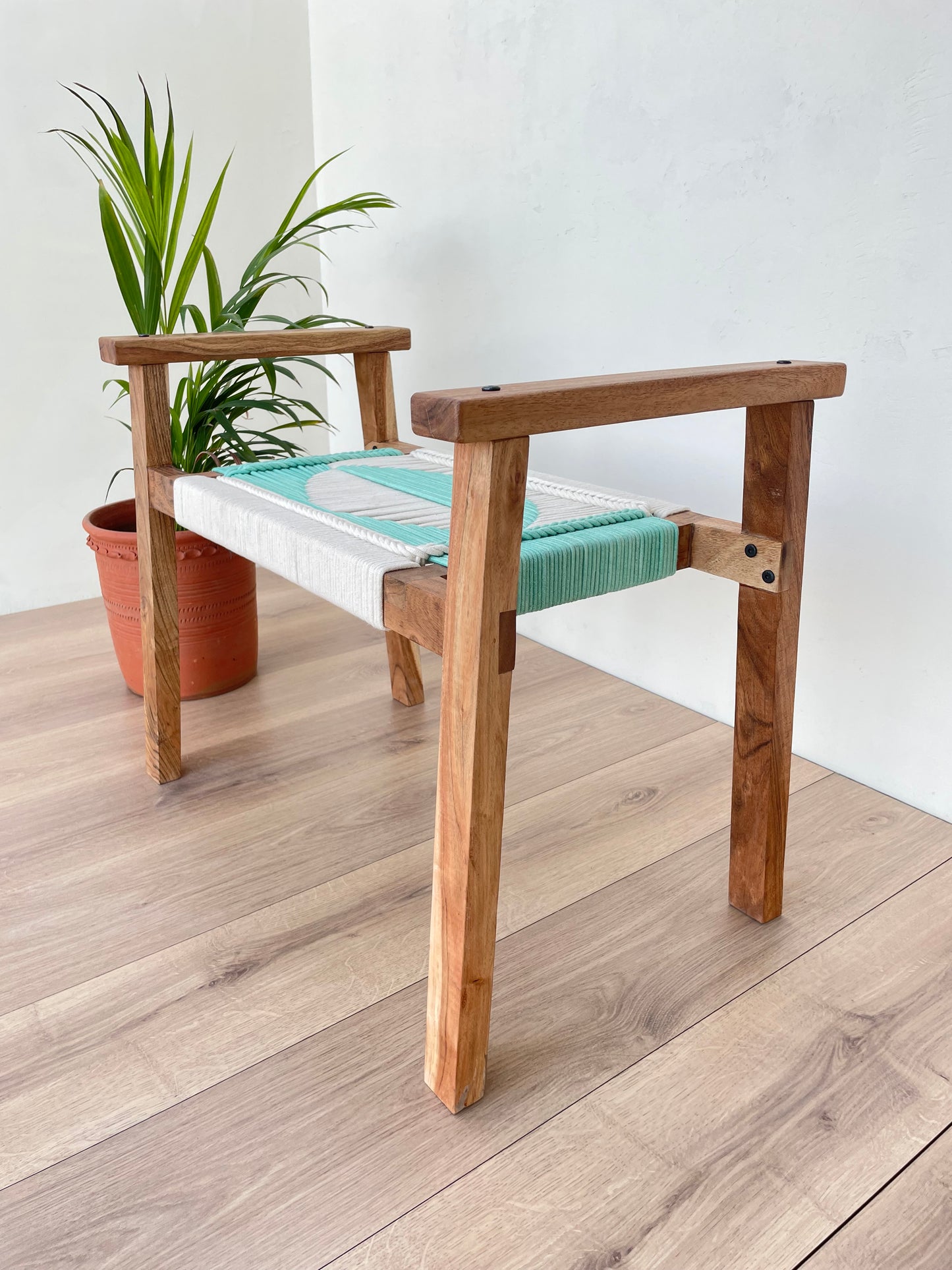 Hand rest Libra Stool - White & Teal