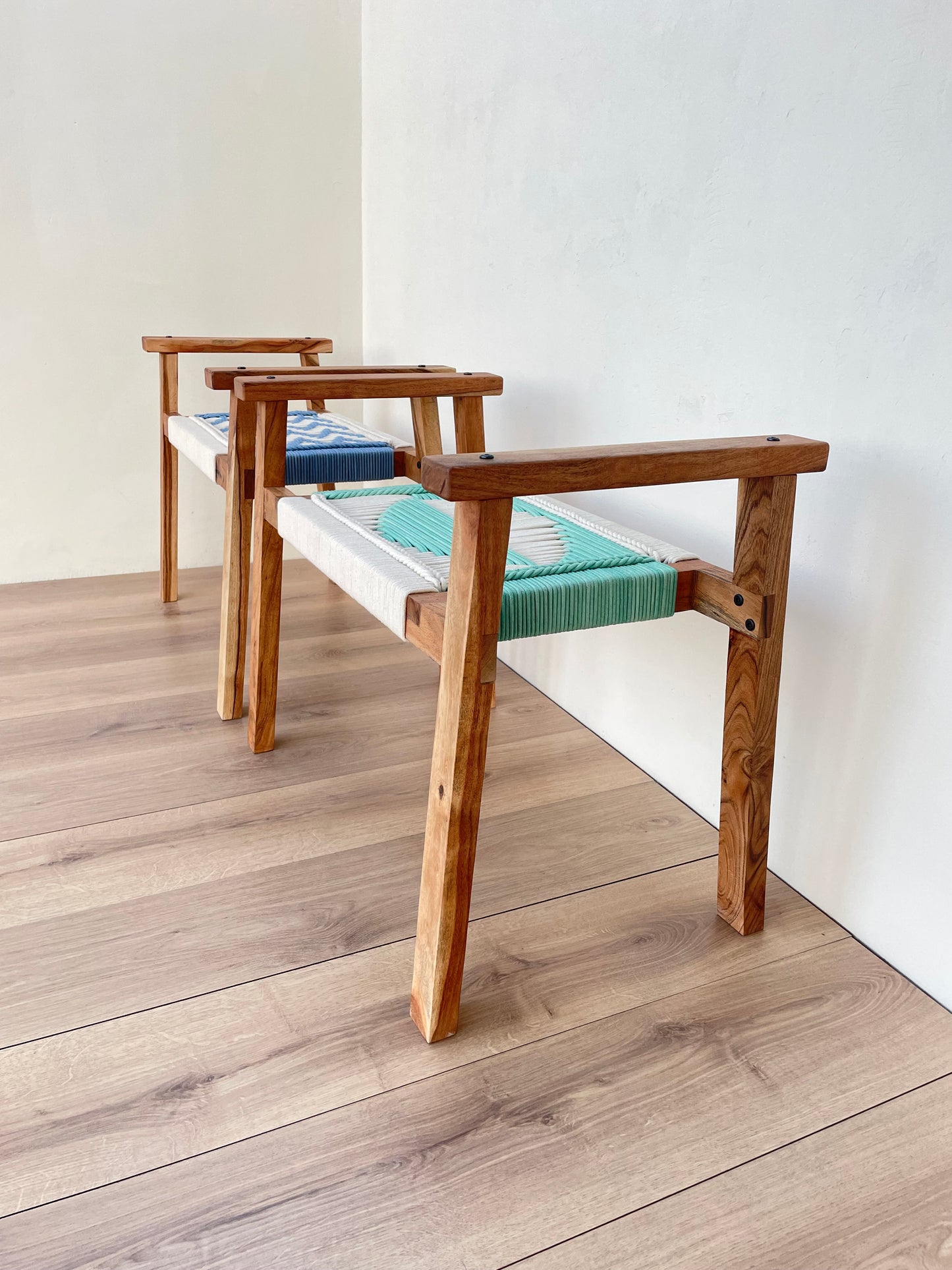 Hand Rest Woven Stool - Set of Two