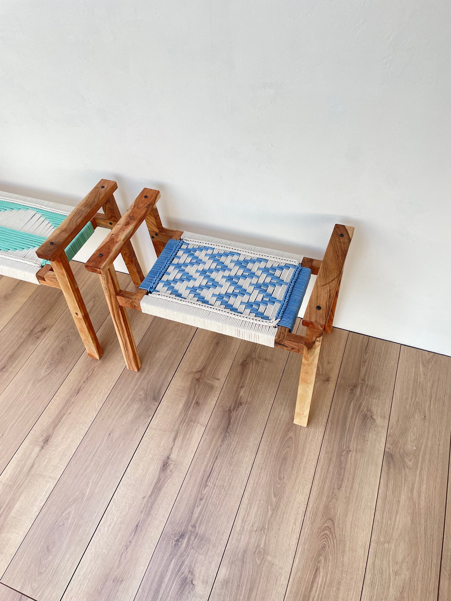 Hand Rest Woven Stool - Set of Two