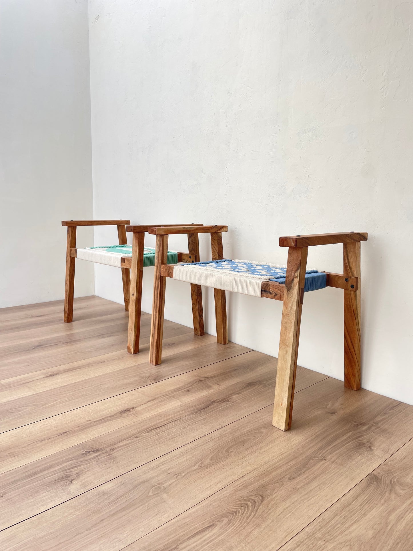 Hand Rest Woven Stool - Set of Two