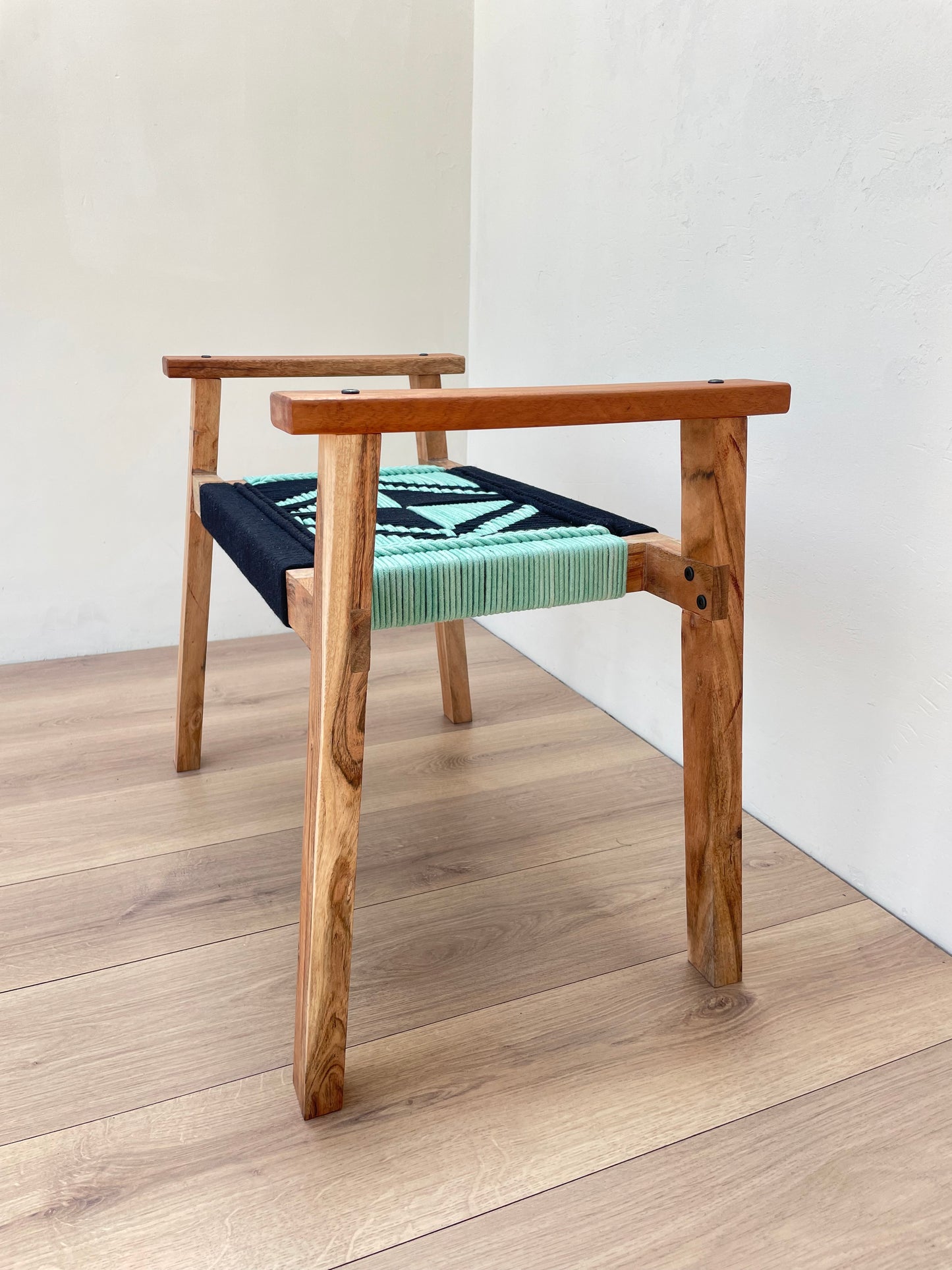 Hand Rest Gemini Woven Stool - Black & Teal