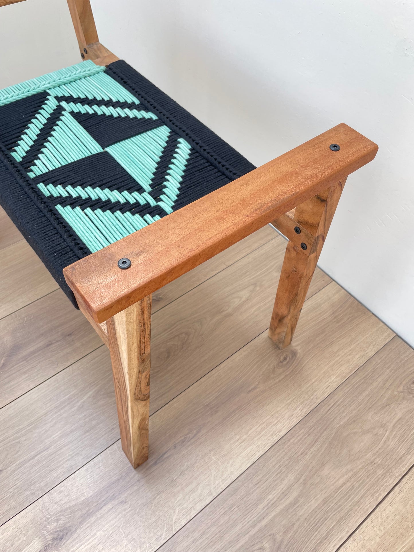 Hand Rest Gemini Woven Stool - Black & Teal