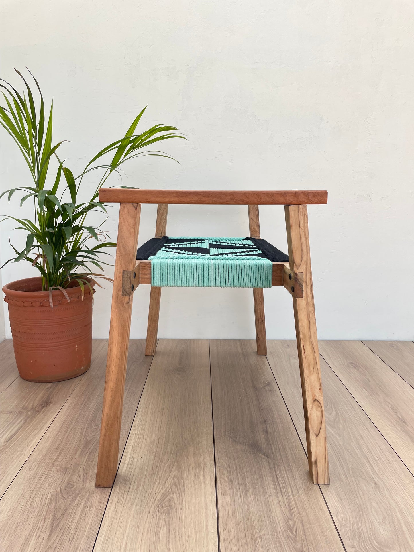 Hand Rest Gemini Woven Stool - Black & Teal