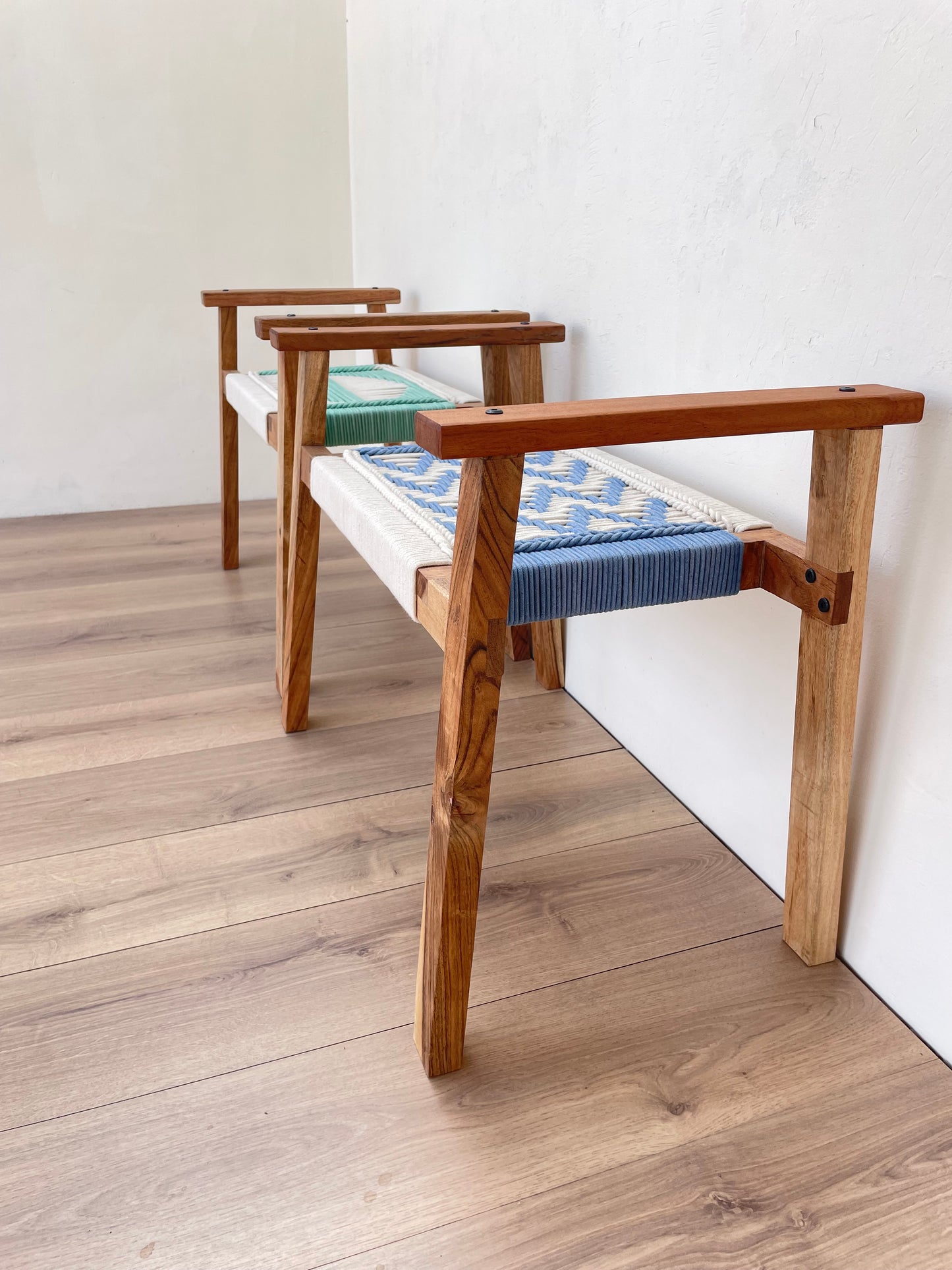 Hand Rest Woven Stool - Set of Two